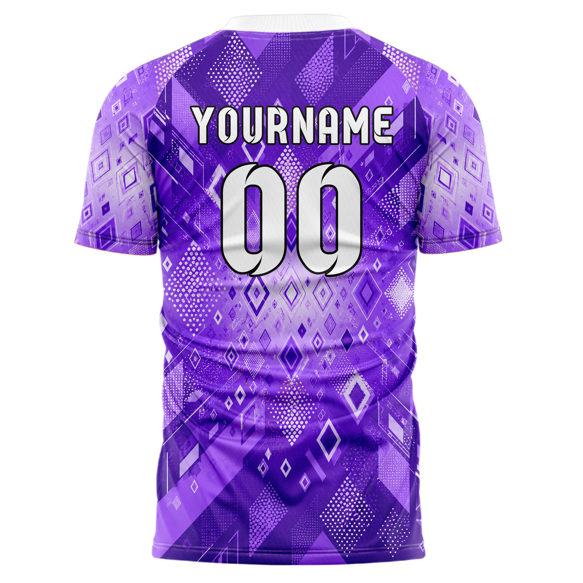 Lila lebendiges Rauten radialer Center Fade Design 01-0457 individuelles Fußballtrikot back