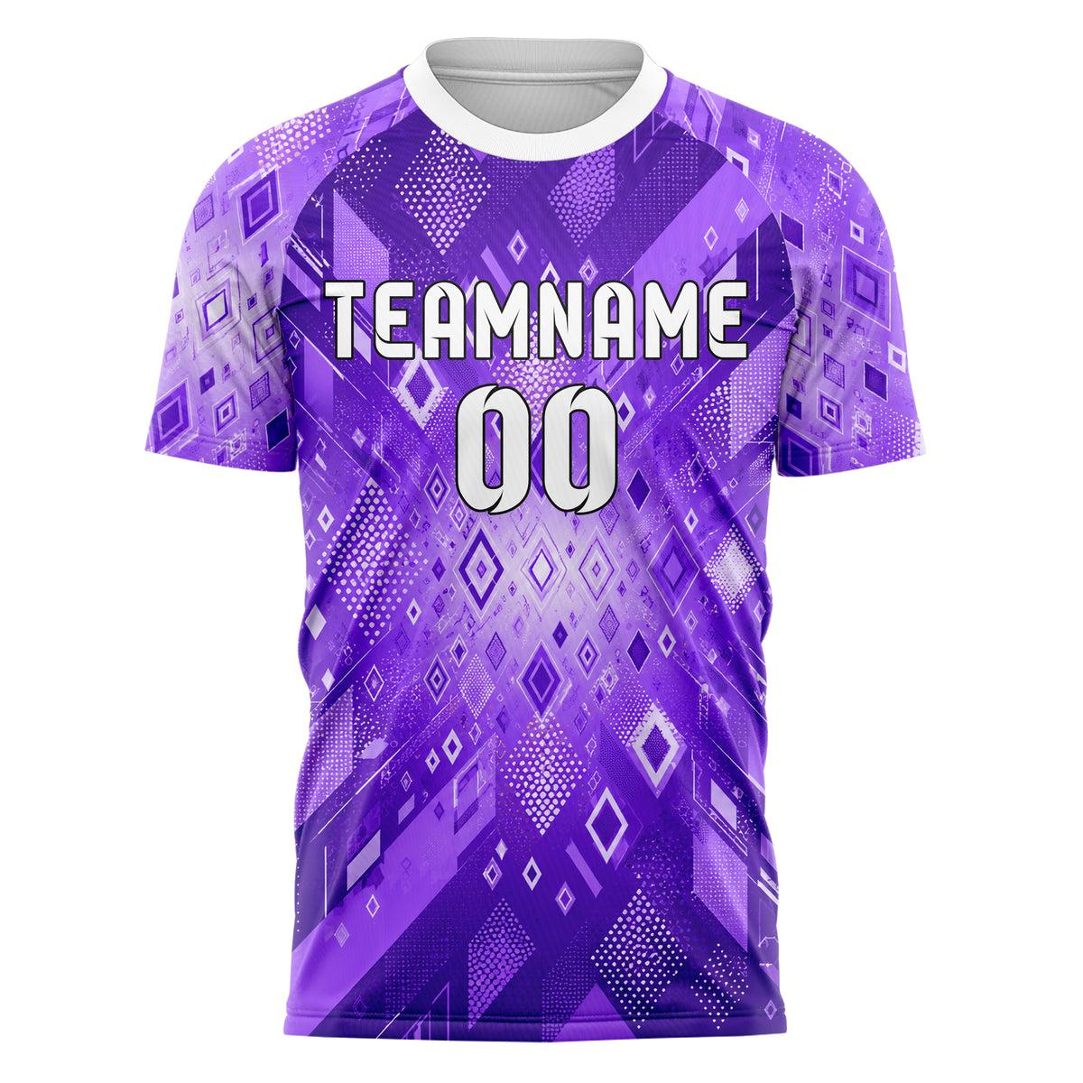 Lila lebendiges Rauten radialer Center Fade Design 01-0457 individuelles Fußballtrikot front