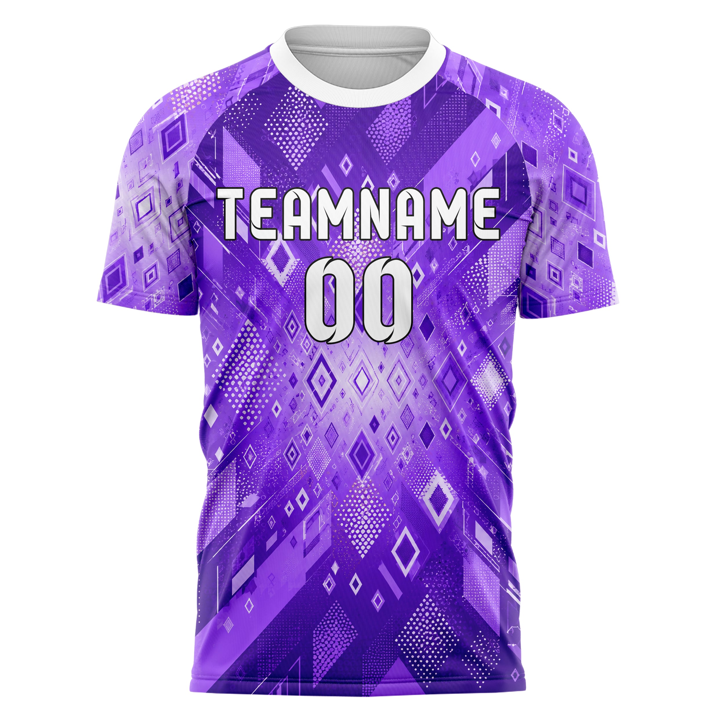 Lila lebendiges Rauten radialer Center Fade Design 01-0457 individuelles Fußballtrikot front