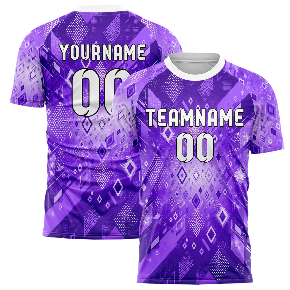 Lila lebendiges Rauten radialer Center Fade Design 01-0457 individuelles Fußballtrikot main