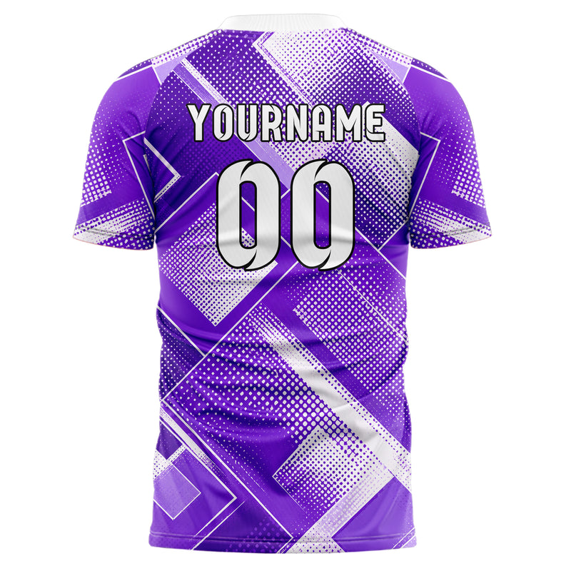 Lila lebendiges Rauten diagonale Tessellation Design 01-0130 individuelles Fußballtrikot back