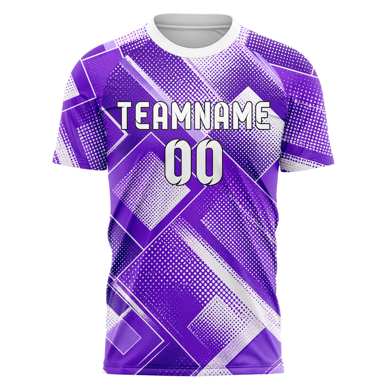 Lila lebendiges Rauten diagonale Tessellation Design 01-0130 individuelles Fußballtrikot front