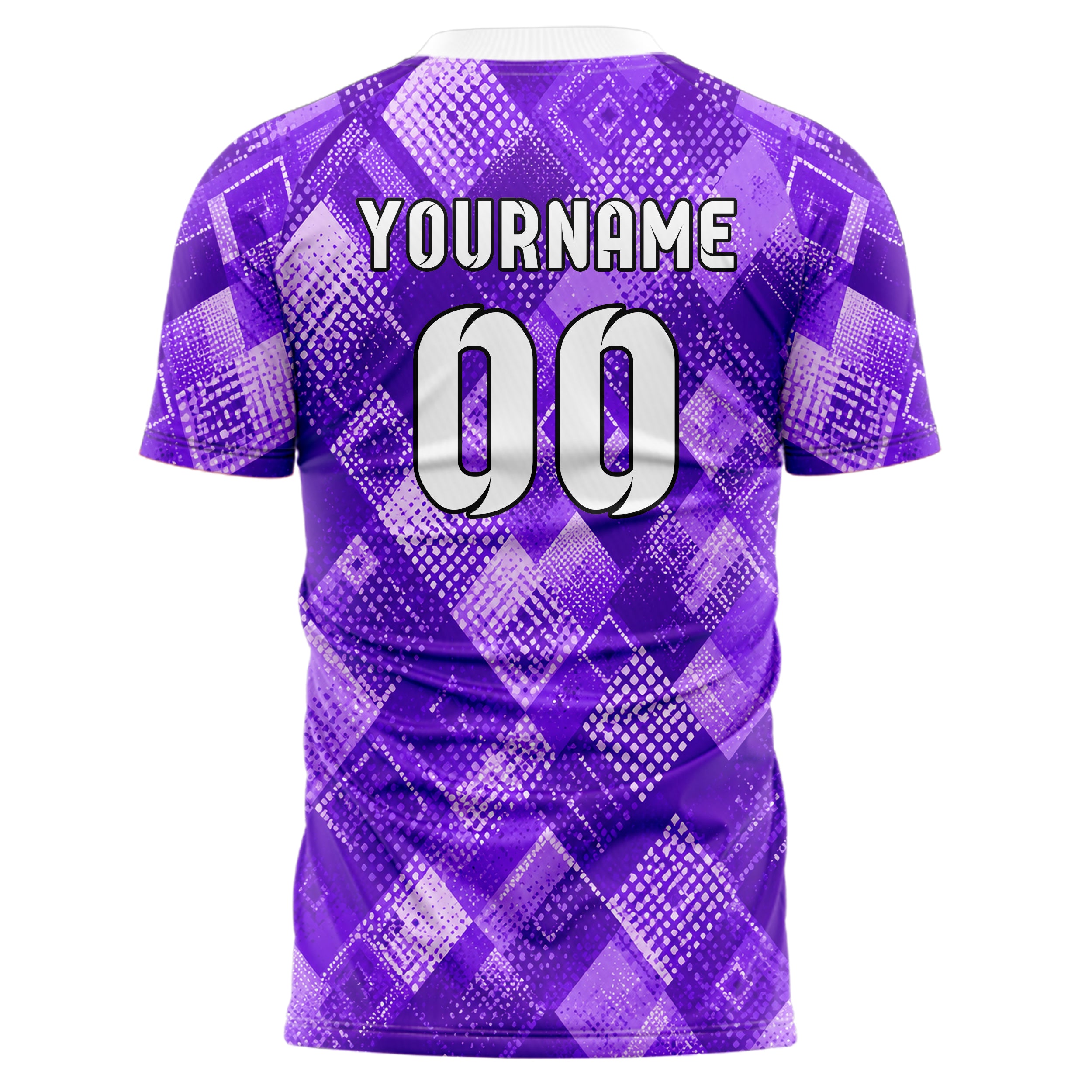 Lila lebendiges Rauten diagonale Tessellation Design 01-0370 individuelles Fußballtrikot back