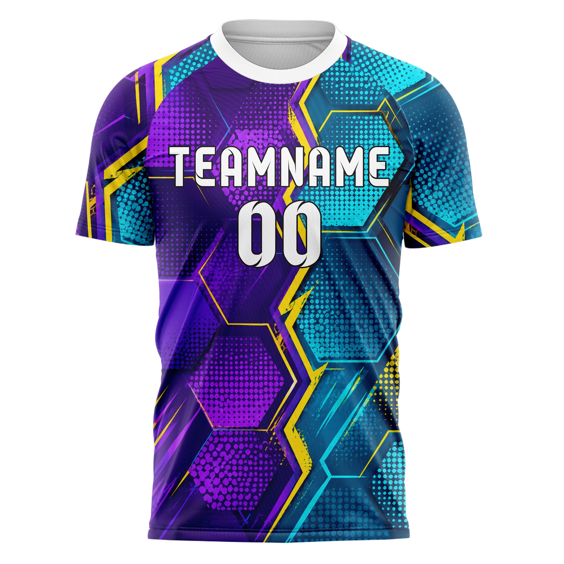 Lila lebendiges Rauten hexagonale Panels Design 01-0134 individuelles Fußballtrikot front