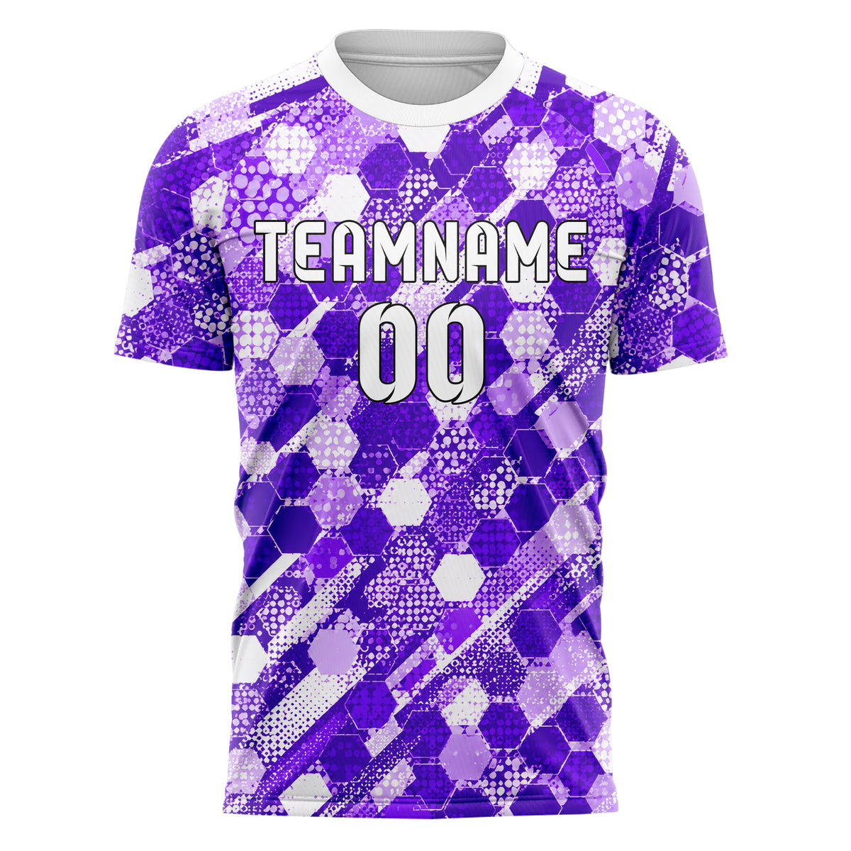 Lila lebendiges Rauten hexagonale Panels Design 01-0166 individuelles Fußballtrikot front