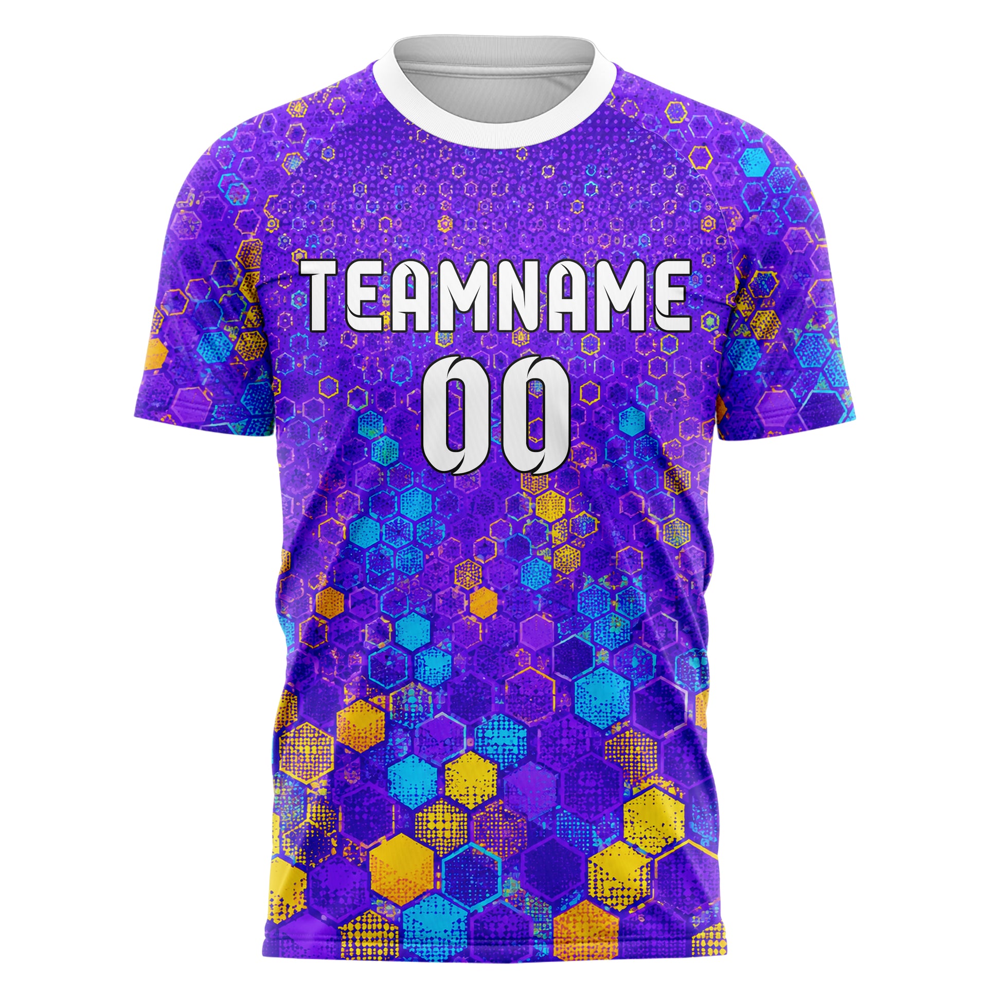 Lila lebendiges Rauten hexagonale Panels Design 01-0302 individuelles Fußballtrikot front