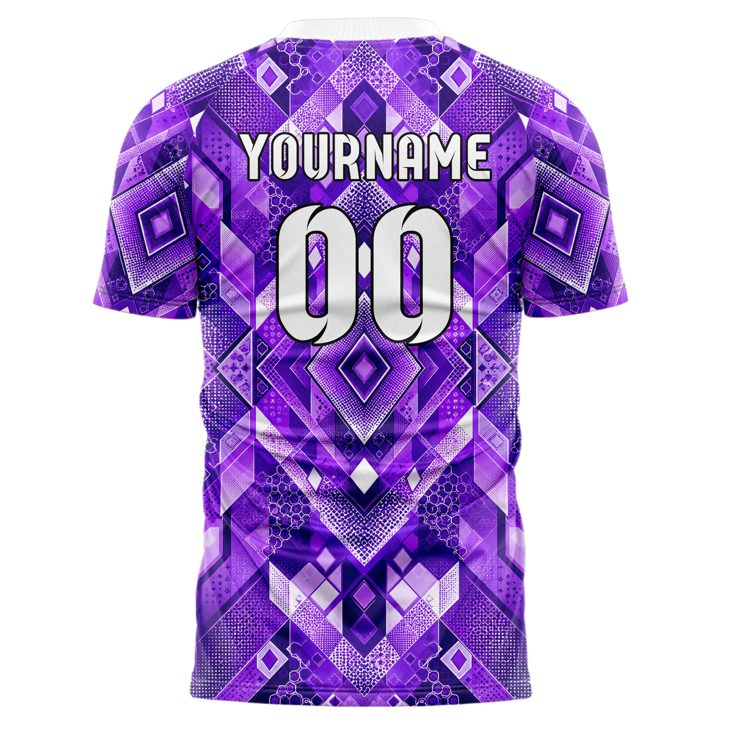 Lila lebendiges Rauten Layered 3D Rhombus Design 01-0235 individuelles Fußballtrikot back