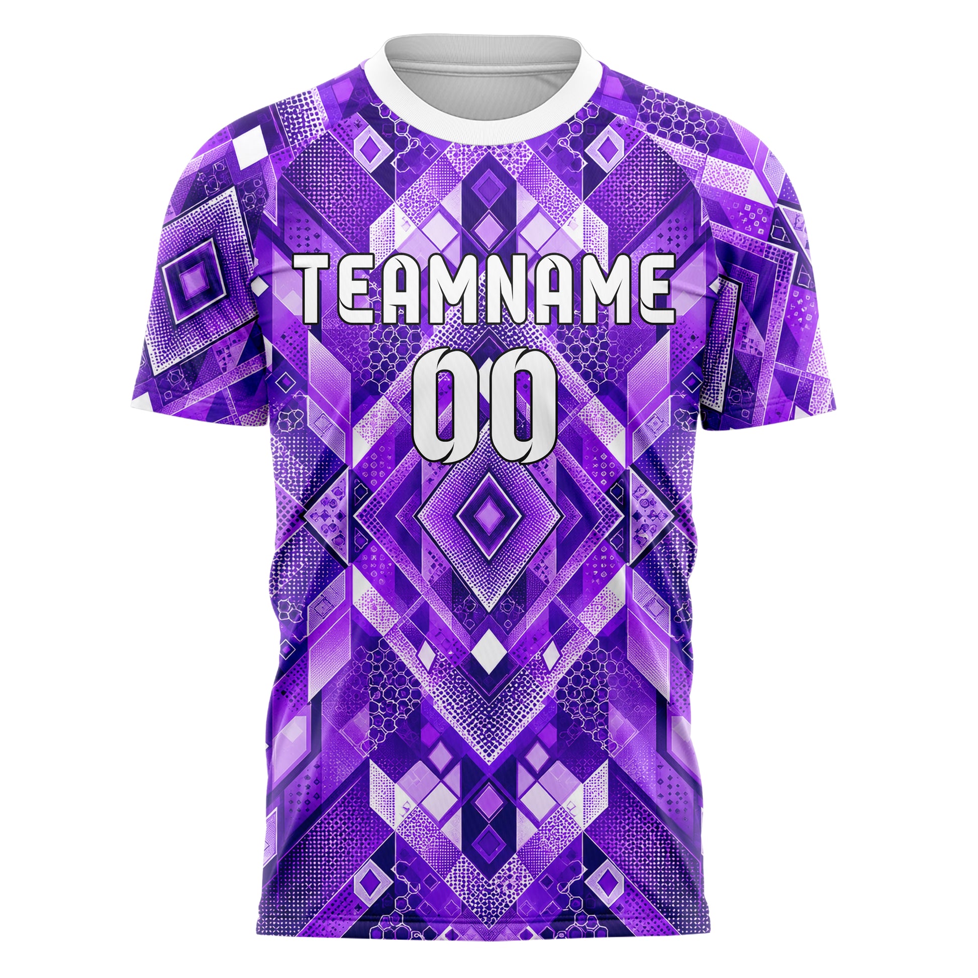 Lila lebendiges Rauten Layered 3D Rhombus Design 01-0235 individuelles Fußballtrikot front
