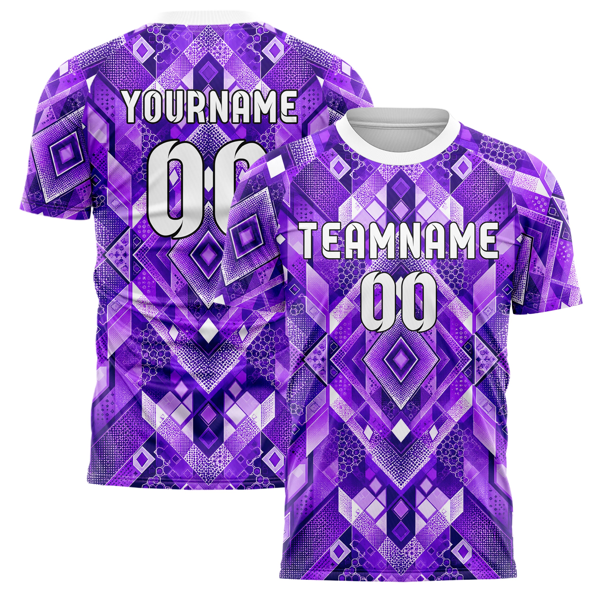 Lila lebendiges Rauten Layered 3D Rhombus Design 01-0235 individuelles Fußballtrikot main