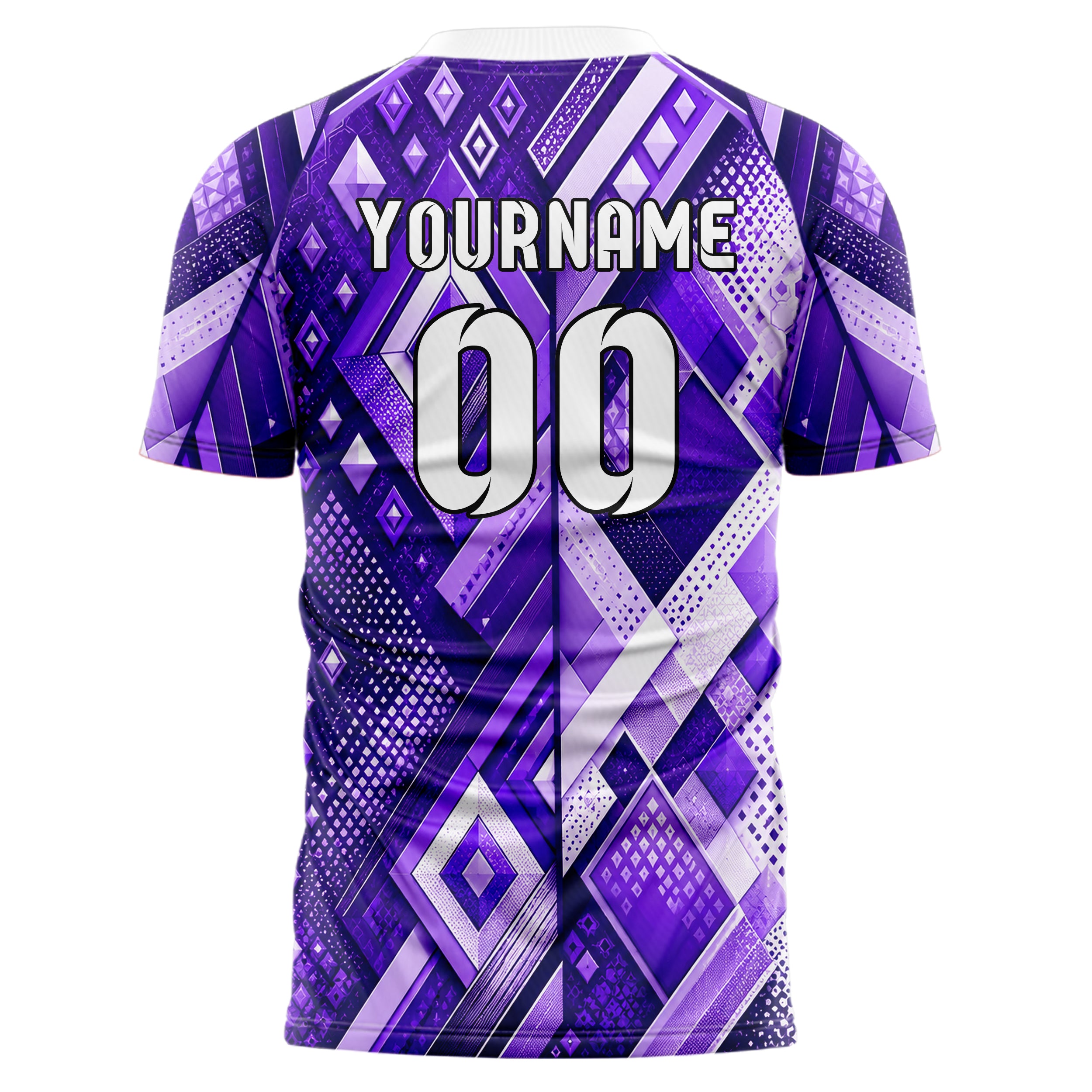 Lila lebendiges Rauten Layered 3D Rhombus Design 01-0451 individuelles Fußballtrikot back