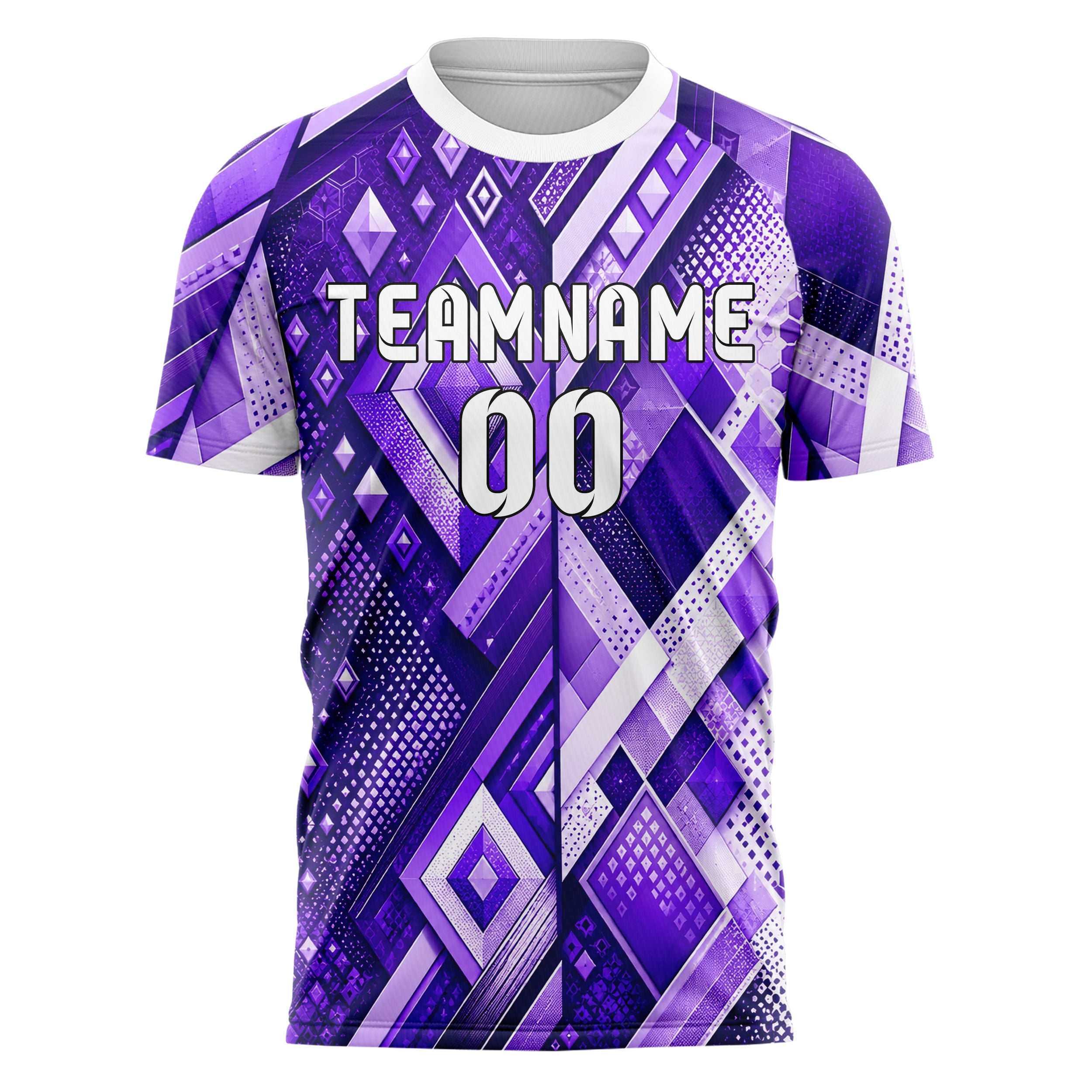 Lila lebendiges Rauten Layered 3D Rhombus Design 01-0451 individuelles Fußballtrikot front