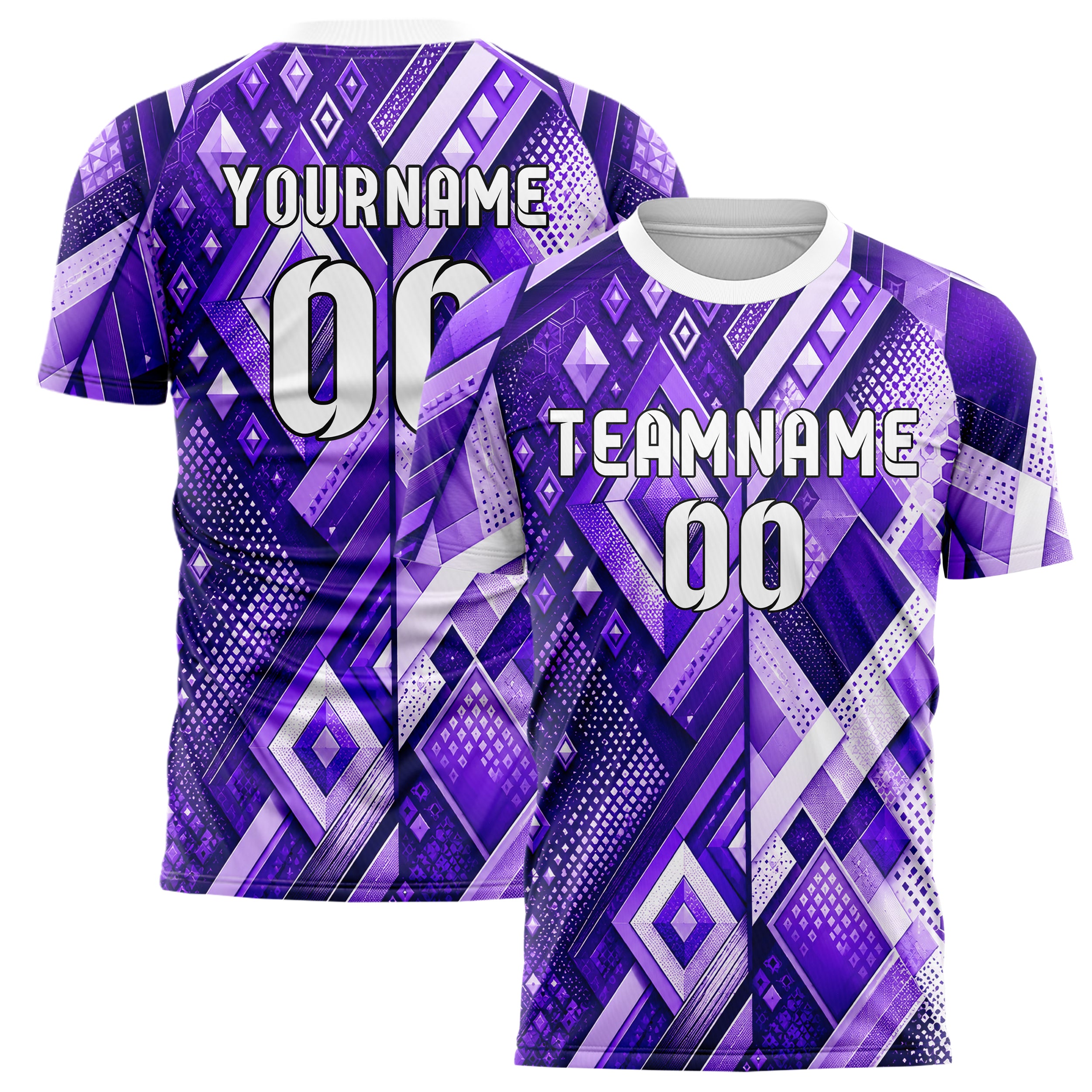Lila lebendiges Rauten Layered 3D Rhombus Design 01-0451 individuelles Fußballtrikot main