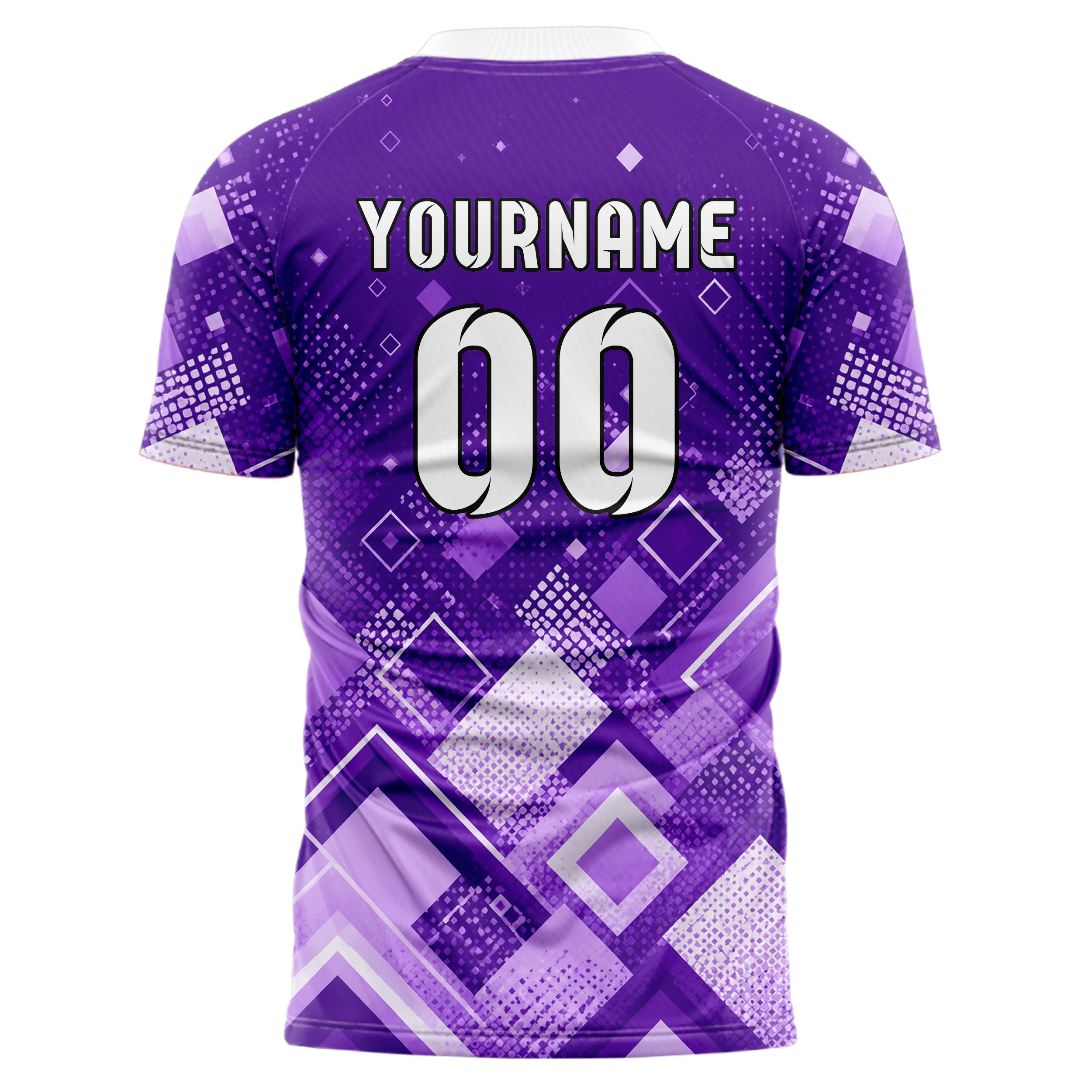 Lila lebendiges Rauten Micro to Macro Gradient Design 01-0172 individuelles Fußballtrikot back