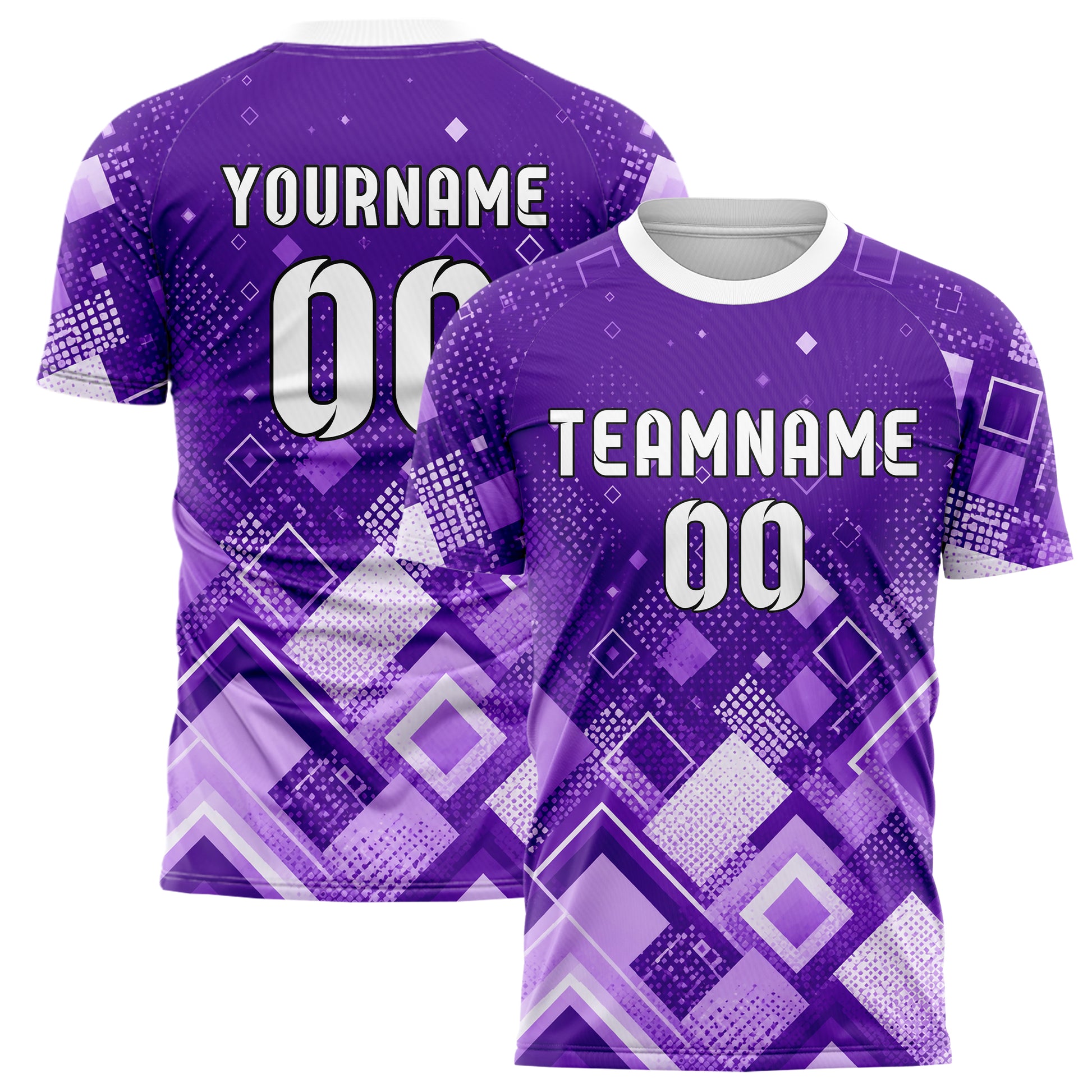 Lila lebendiges Rauten Micro to Macro Gradient Design 01-0172 individuelles Fußballtrikot main