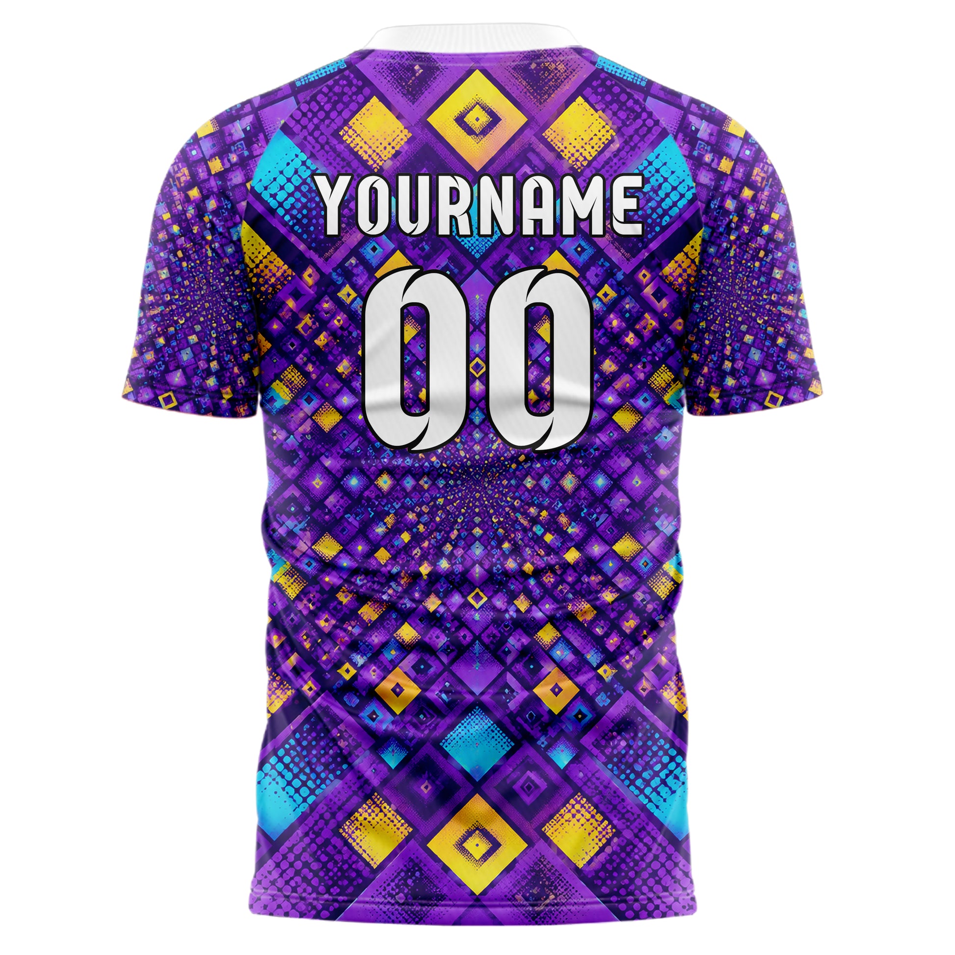 Lila lebendiges Rauten Micro to Macro Gradient Design 01-0260 individuelles Fußballtrikot back