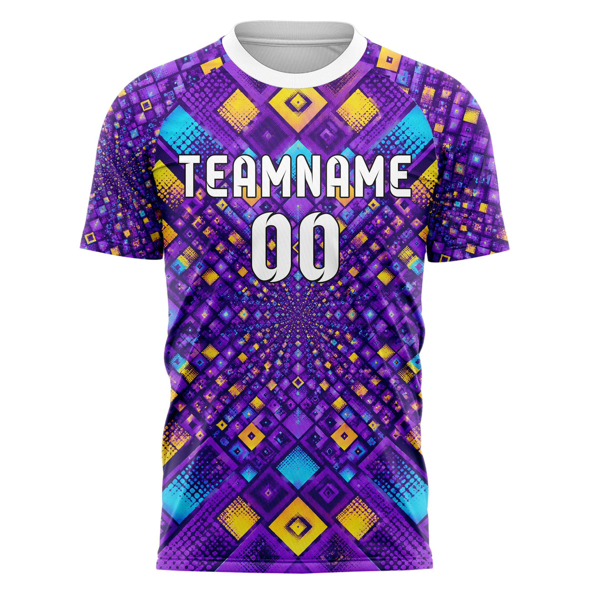 Lila lebendiges Rauten Micro to Macro Gradient Design 01-0260 individuelles Fußballtrikot front