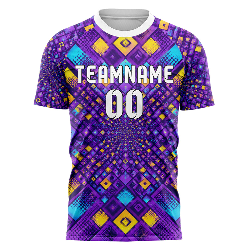 Lila lebendiges Rauten Micro to Macro Gradient Design 01-0260 individuelles Fußballtrikot front