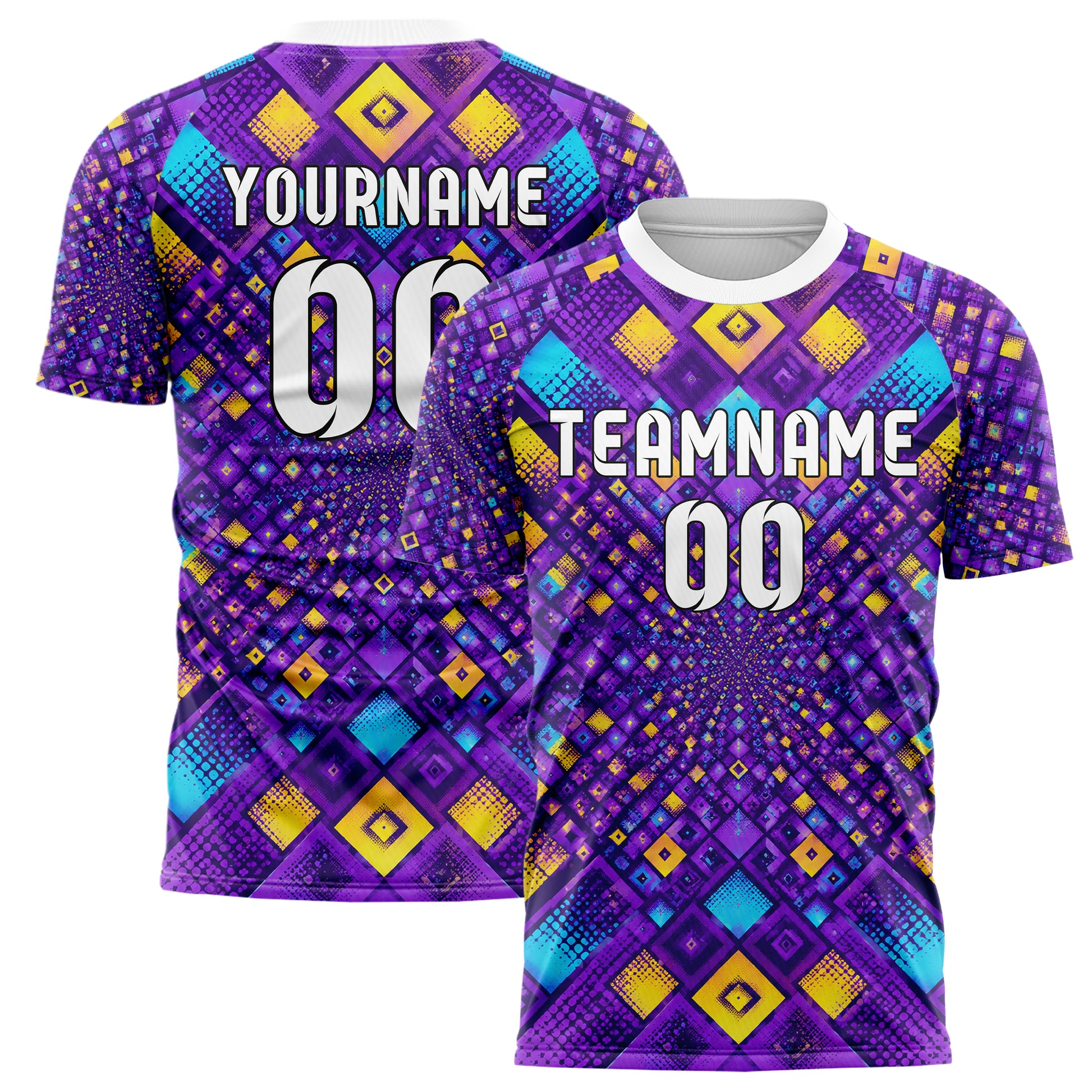 Lila lebendiges Rauten Micro to Macro Gradient Design 01-0260 individuelles Fußballtrikot main