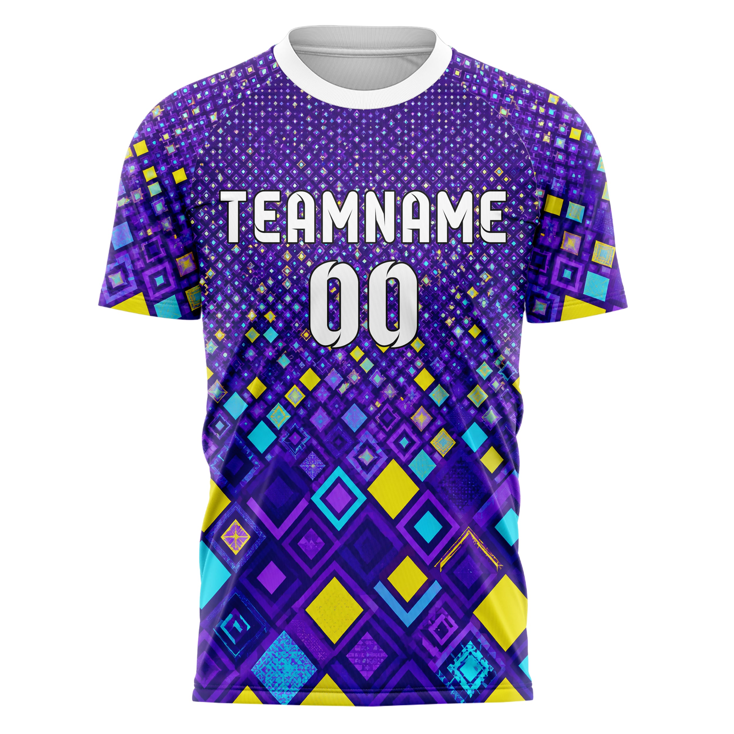 Lila lebendiges Rauten Micro to Macro Gradient Design 01-0452 individuelles Fußballtrikot front