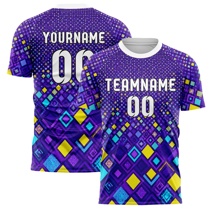 Lila lebendiges Rauten Micro to Macro Gradient Design 01-0452 individuelles Fußballtrikot main