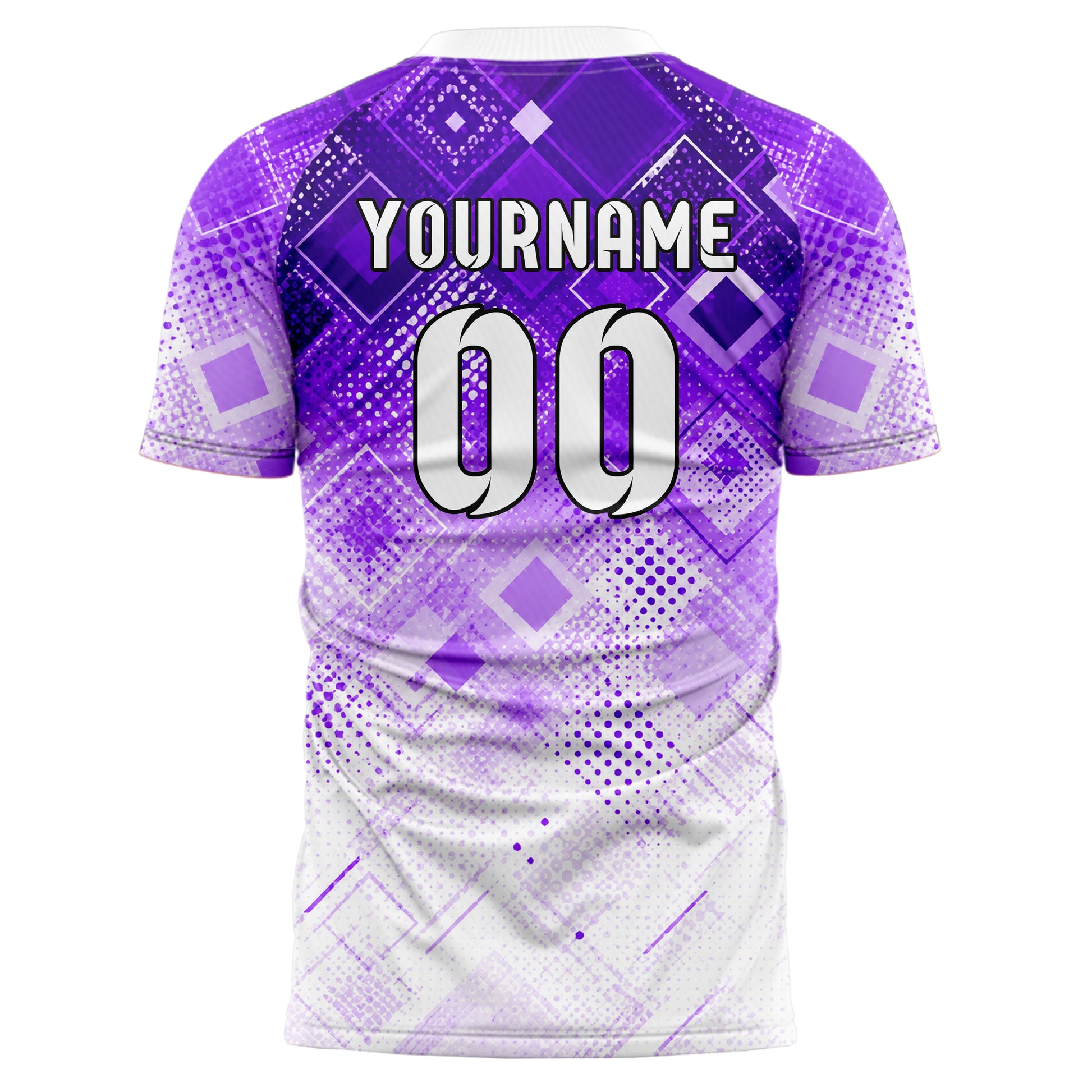 Lila lebendiges Rauten dichter Verlauf von oben Design 01-0112 individuelles Fußballtrikot back