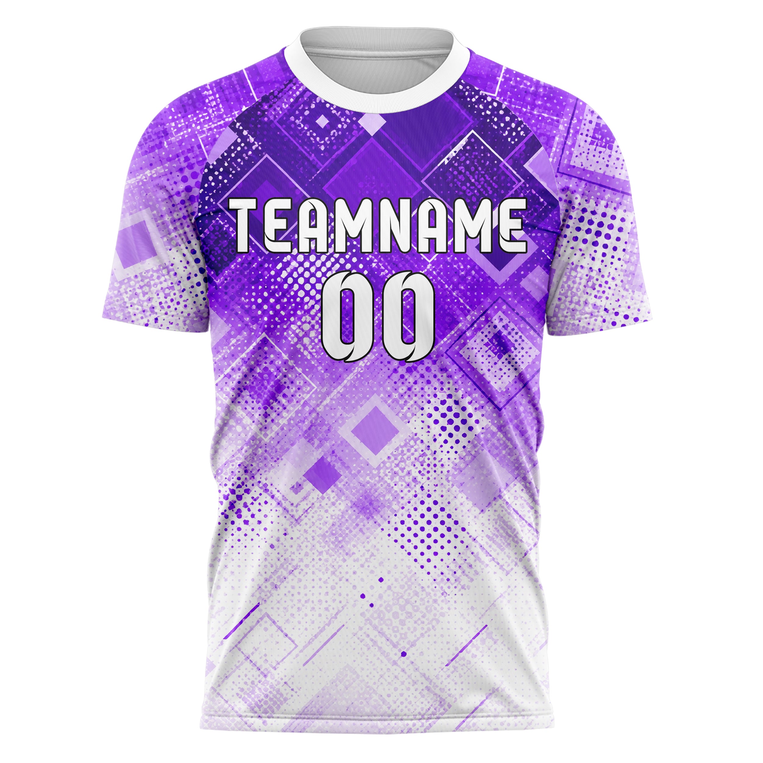 Lila lebendiges Rauten dichter Verlauf von oben Design 01-0112 individuelles Fußballtrikot front