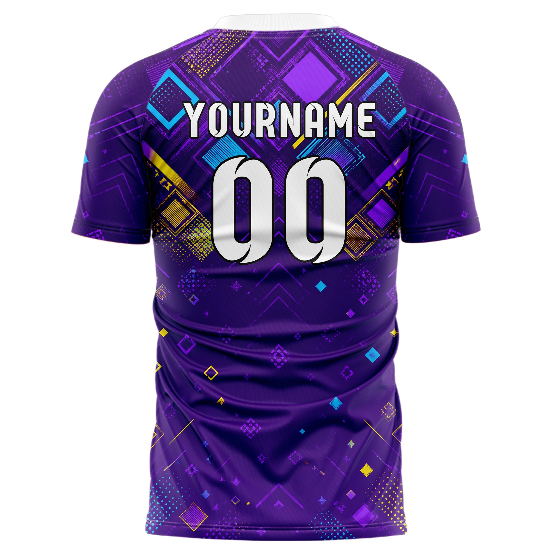 Lila lebendiges Rauten dichter Verlauf von oben Design 01-0248 individuelles Fußballtrikot back