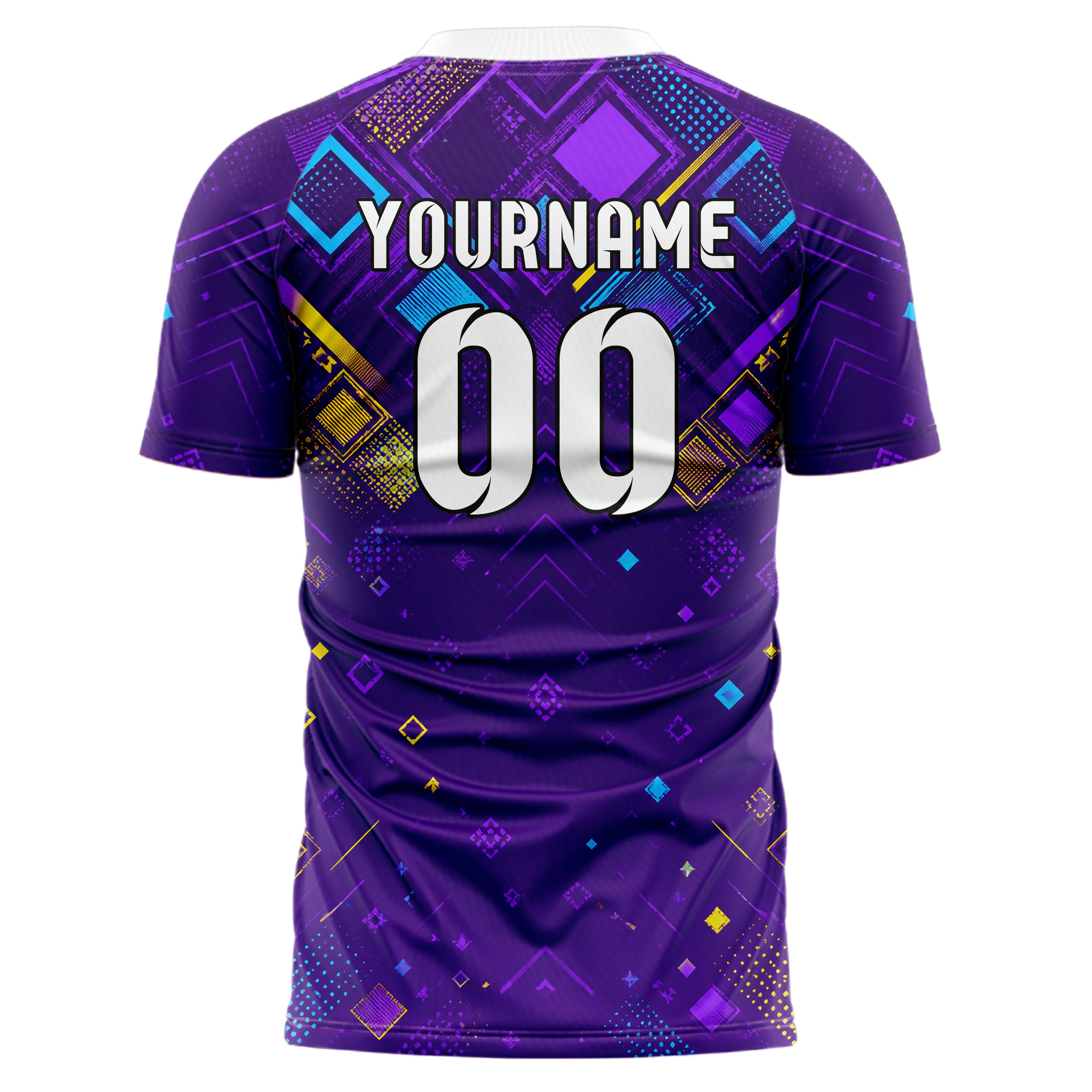 Lila lebendiges Rauten dichter Verlauf von oben Design 01-0248 individuelles Fußballtrikot back