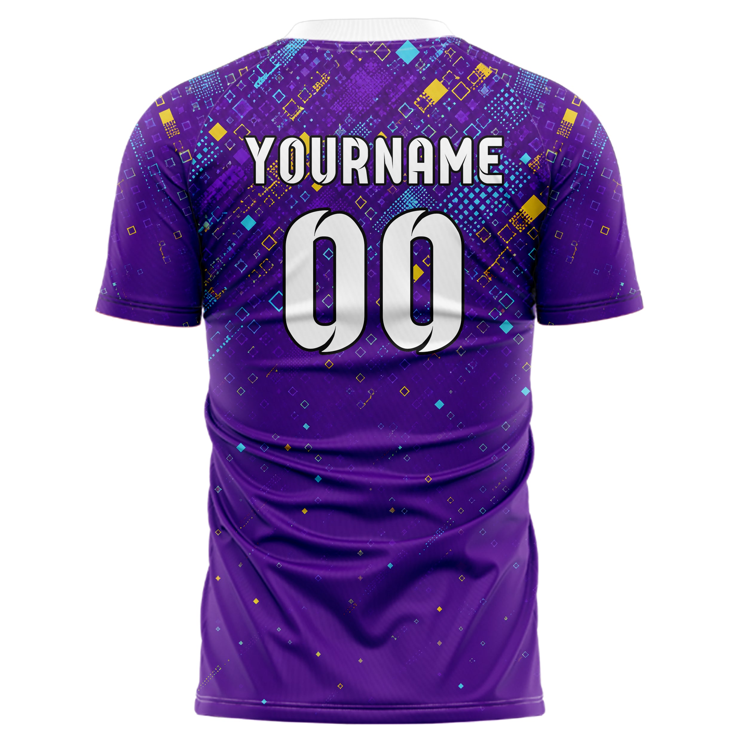 Lila lebendiges Rauten dichter Verlauf von oben Design 01-0296 individuelles Fußballtrikot back