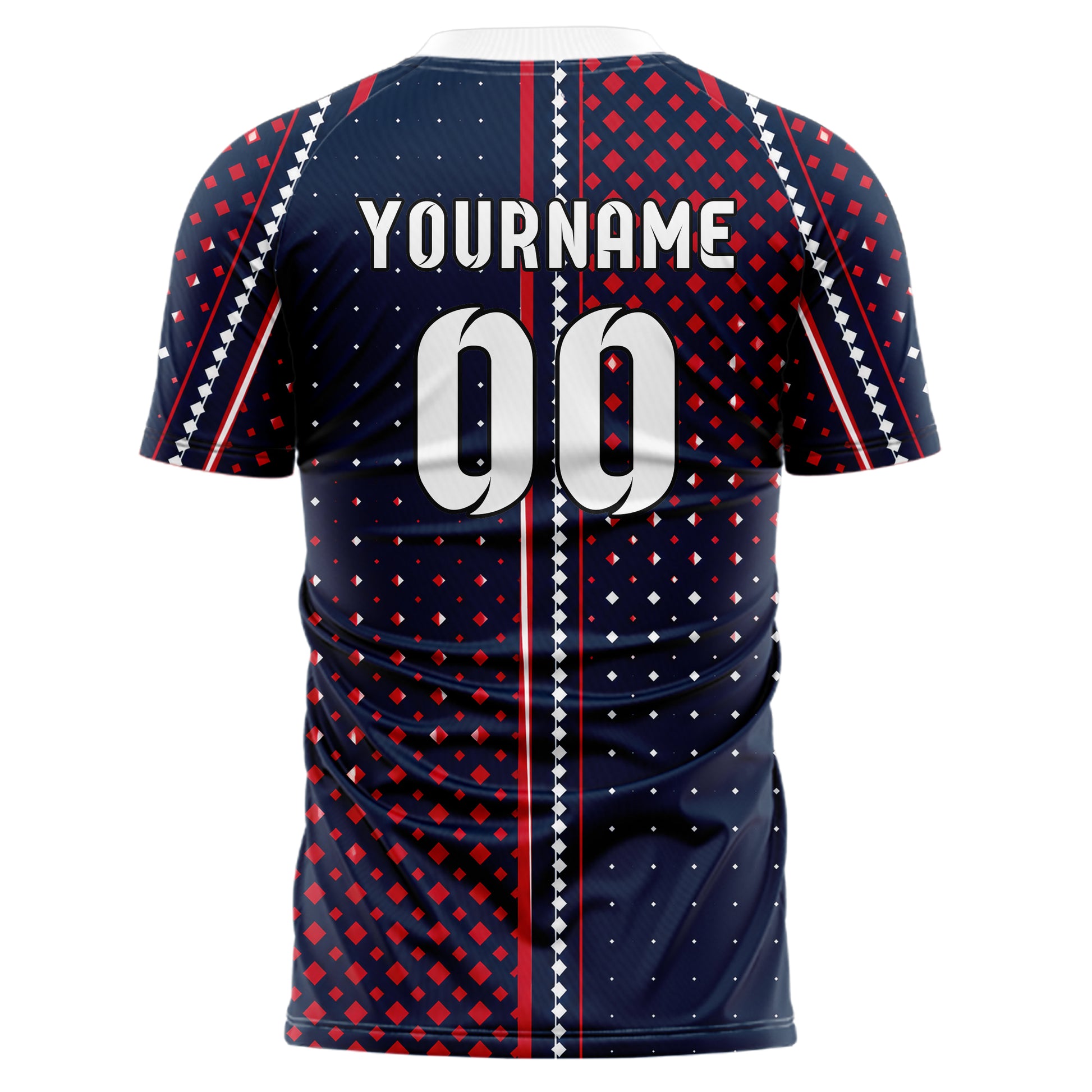 Marineblau klassisches Rauten Square Grid Design 01-0221 individuelles Fußballtrikot back