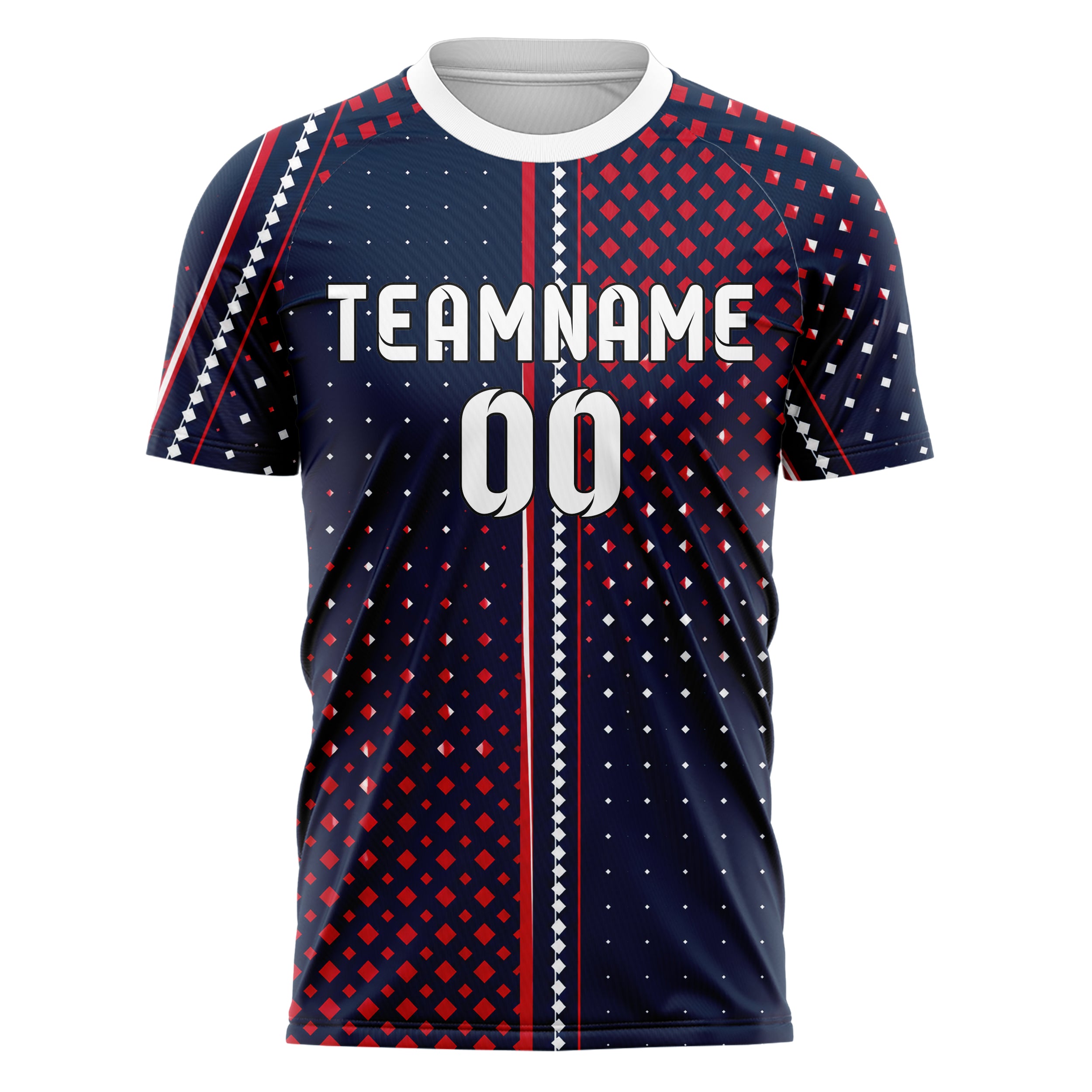 Marineblau klassisches Rauten Square Grid Design 01-0221 individuelles Fußballtrikot front