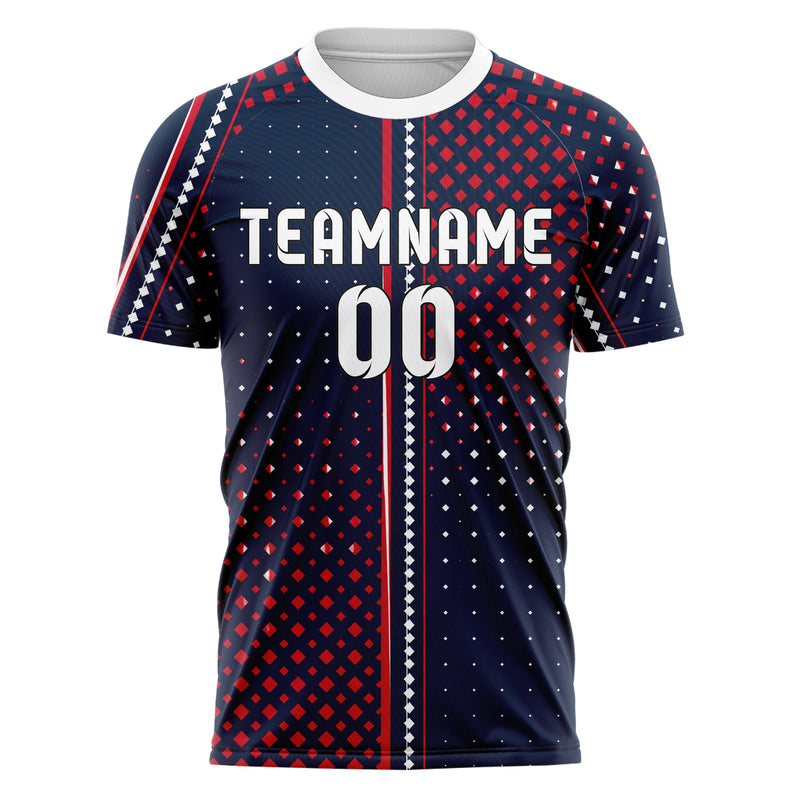 Marineblau klassisches Rauten Square Grid Design 01-0221 individuelles Fußballtrikot front