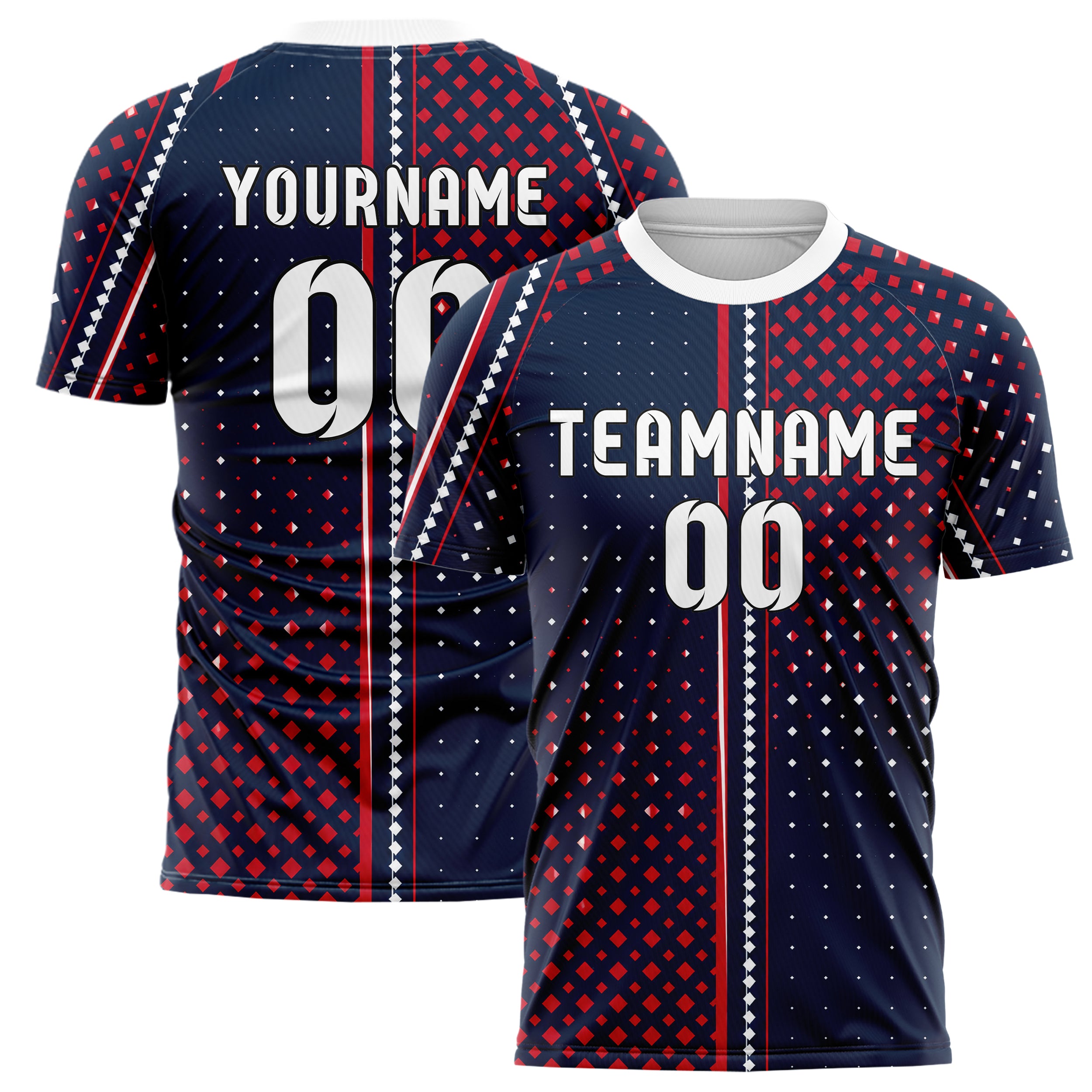 Marineblau klassisches Rauten Square Grid Design 01-0221 individuelles Fußballtrikot main