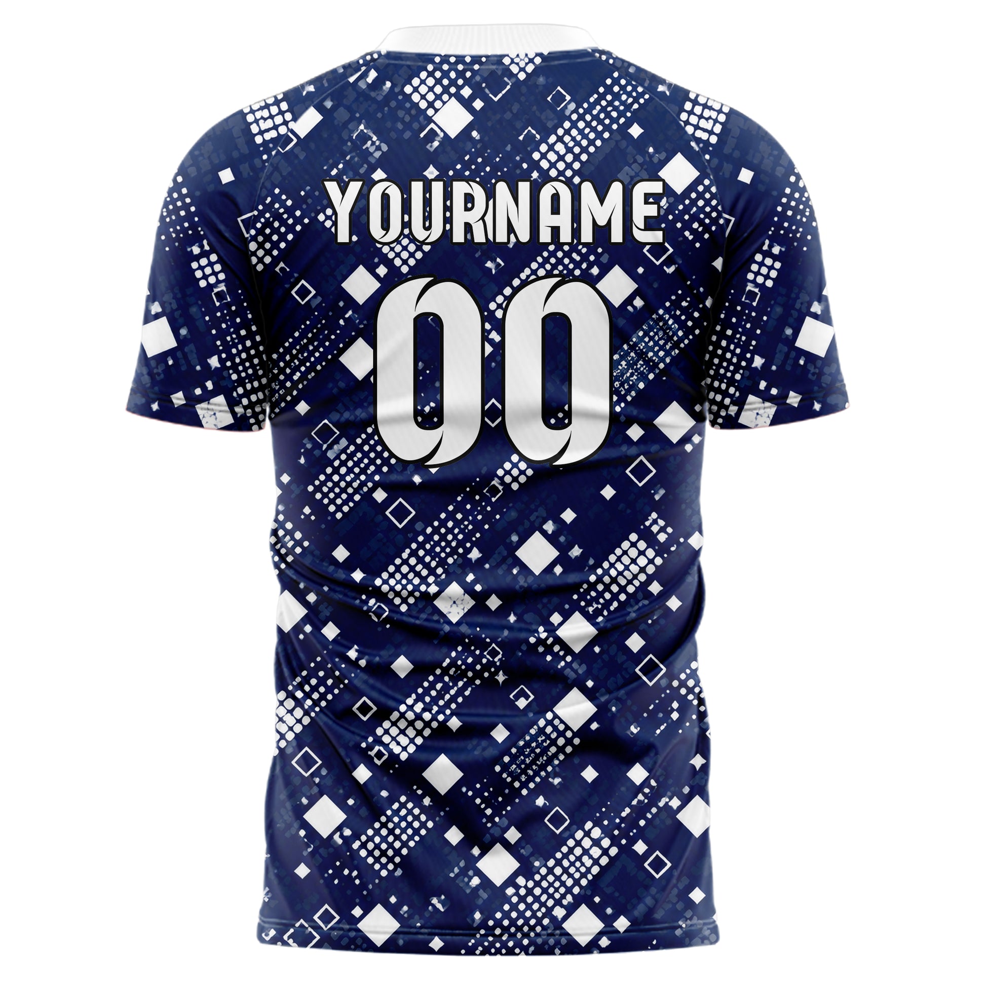Marineblau klassisches Rauten Square Grid Design 01-0229 individuelles Fußballtrikot back