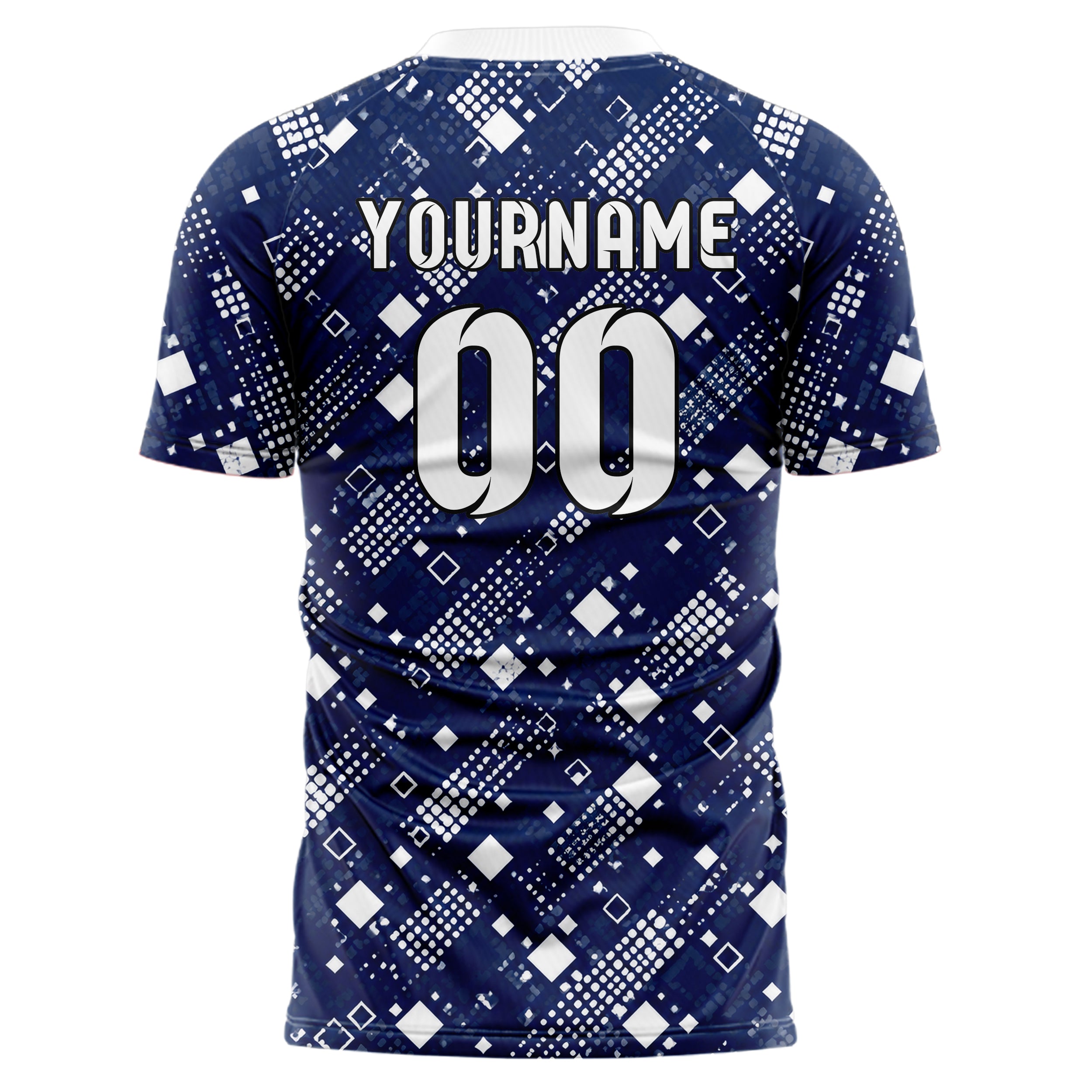 Marineblau klassisches Rauten Square Grid Design 01-0229 individuelles Fußballtrikot back