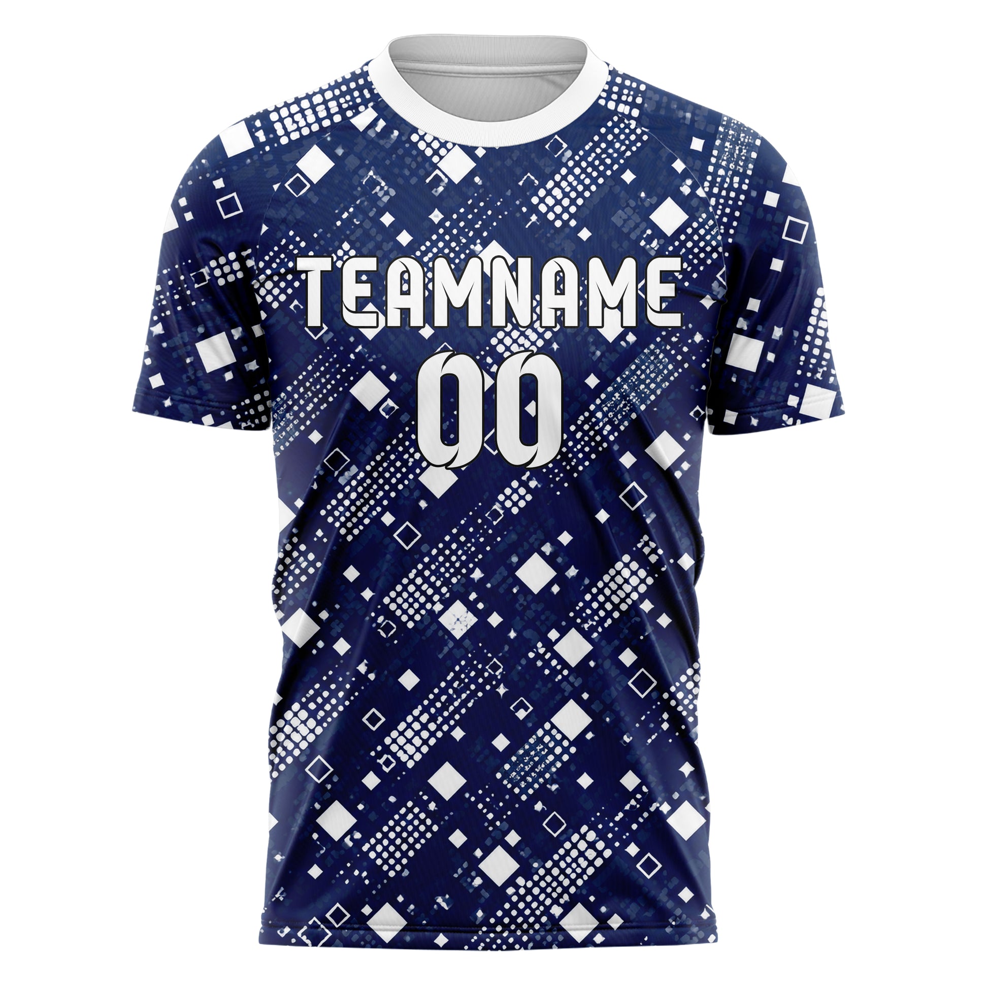 Marineblau klassisches Rauten Square Grid Design 01-0229 individuelles Fußballtrikot front