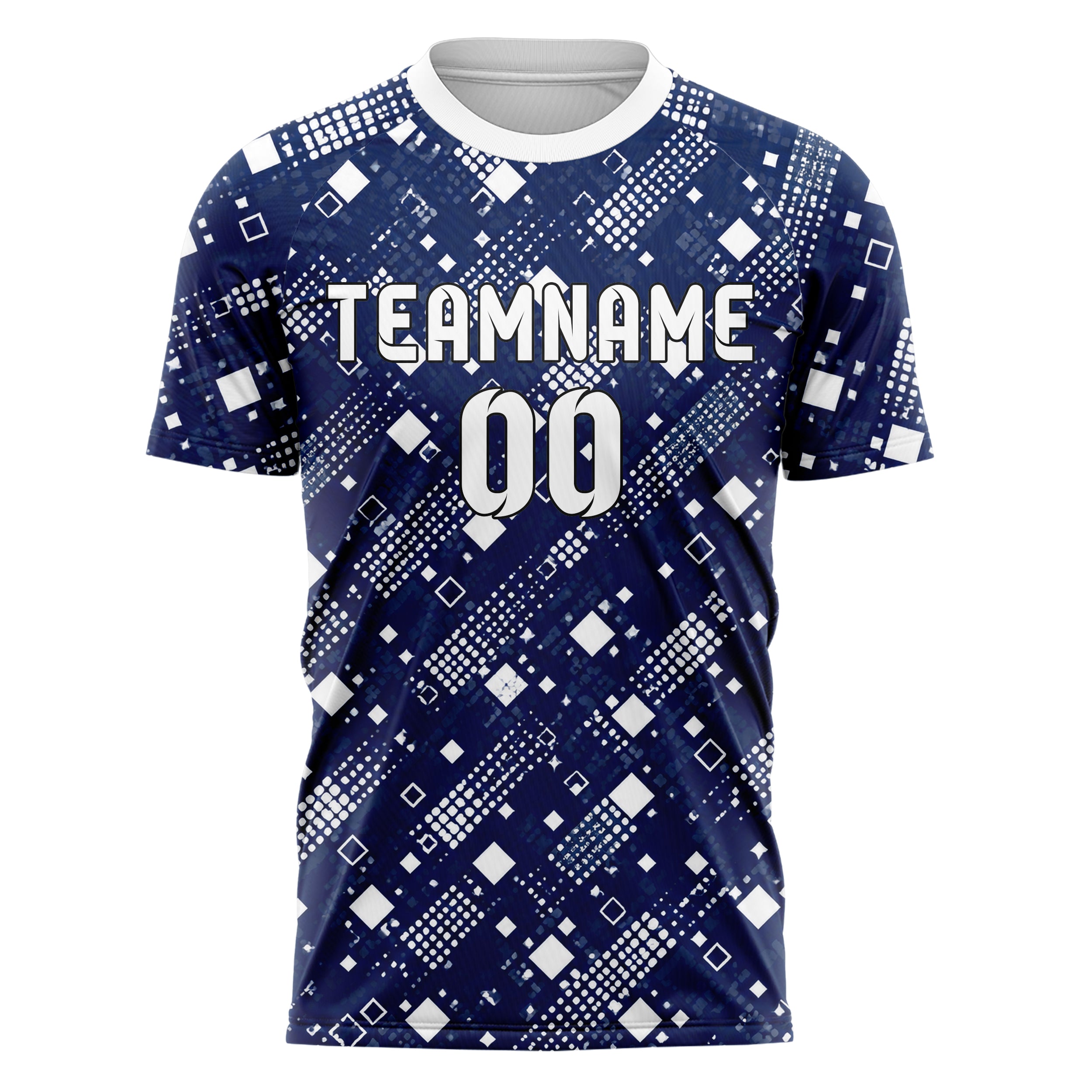 Marineblau klassisches Rauten Square Grid Design 01-0229 individuelles Fußballtrikot front