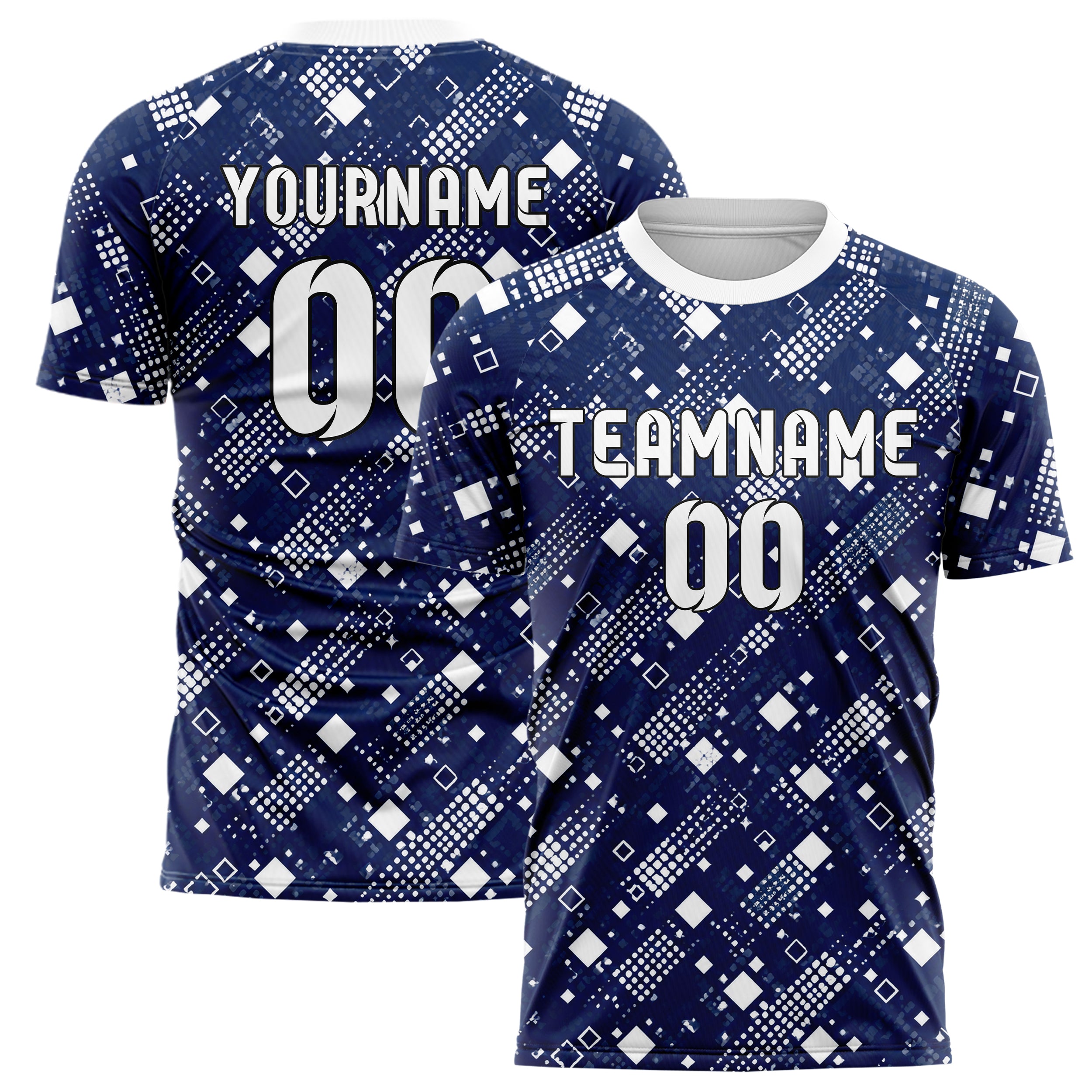 Marineblau klassisches Rauten Square Grid Design 01-0229 individuelles Fußballtrikot main
