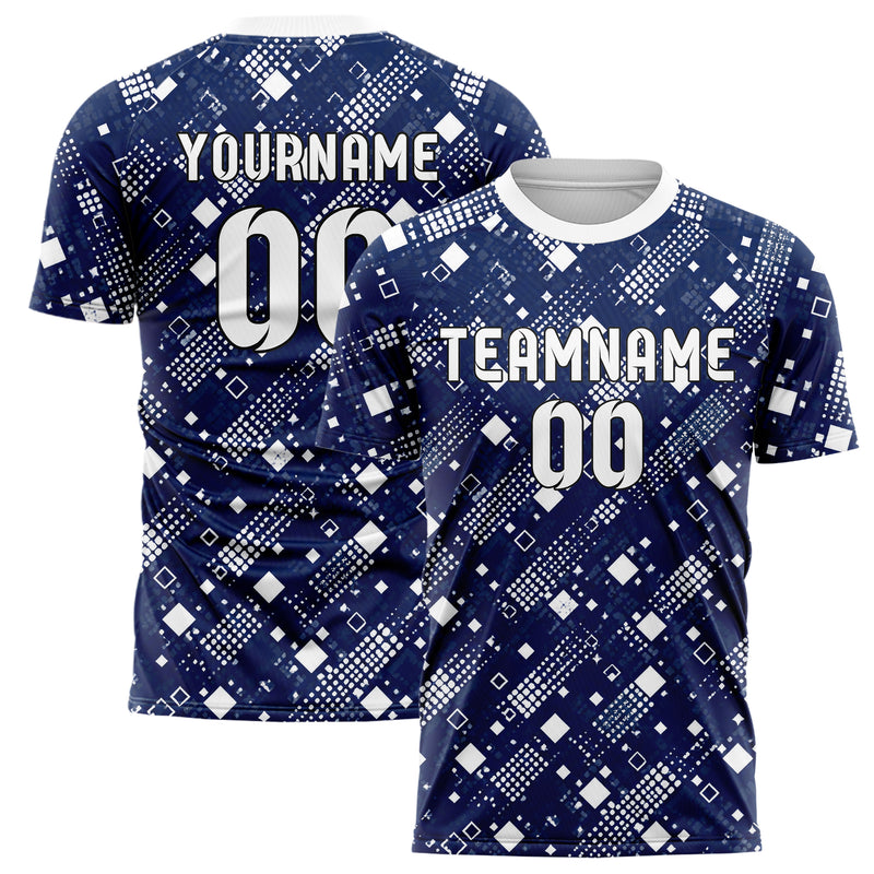 Marineblau klassisches Rauten Square Grid Design 01-0229 individuelles Fußballtrikot main