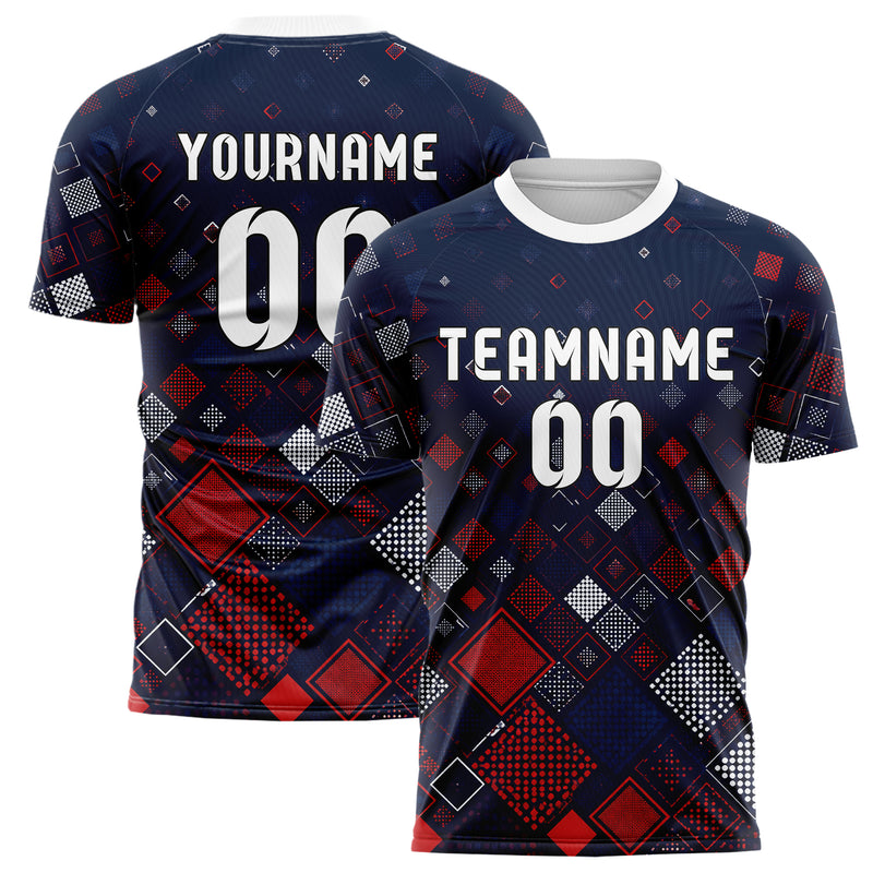 Marineblau klassisches Rauten Square Grid Design 01-0461 individuelles Fußballtrikot main