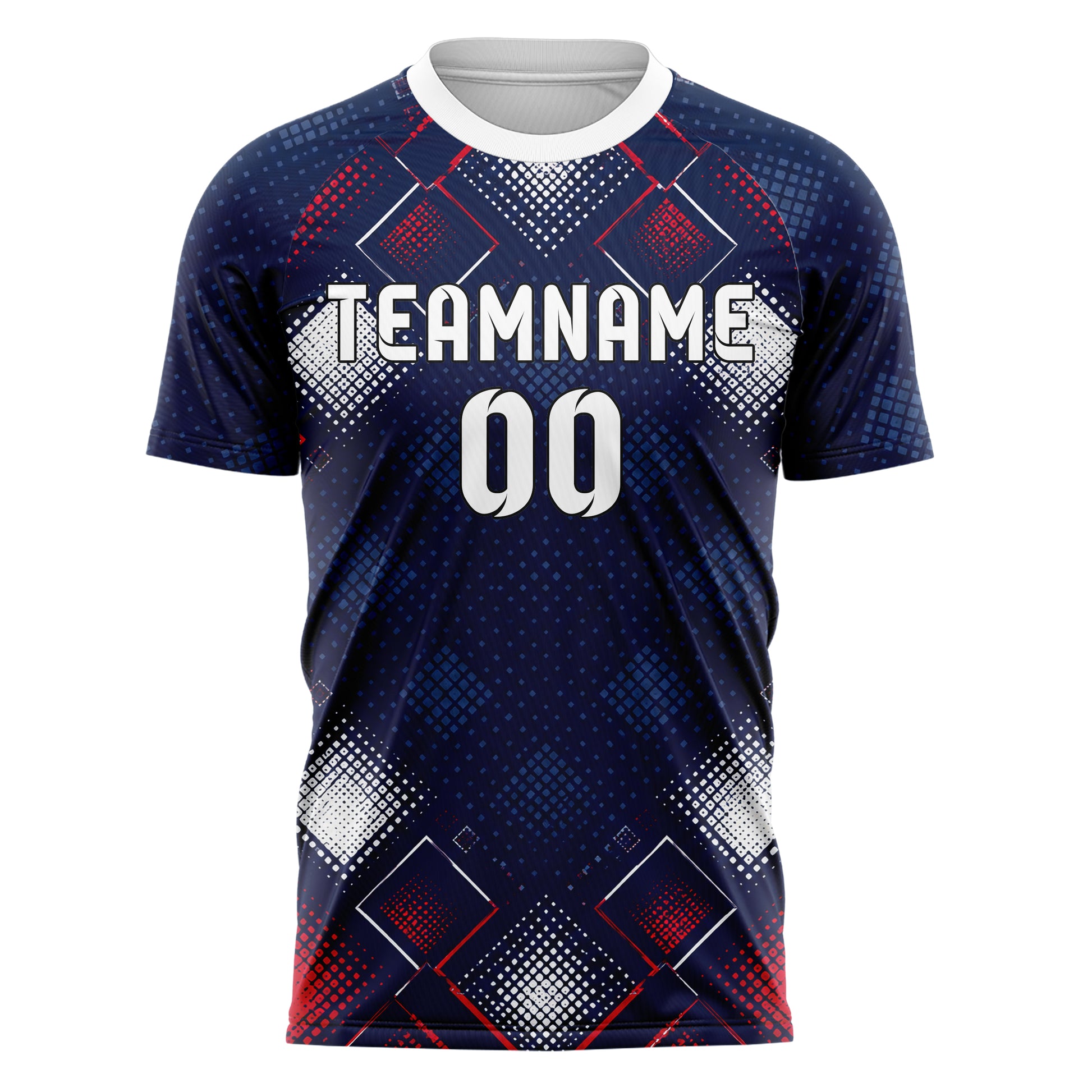 Marineblau klassisches Rauten Square Grid Design 01-0485 individuelles Fußballtrikot front