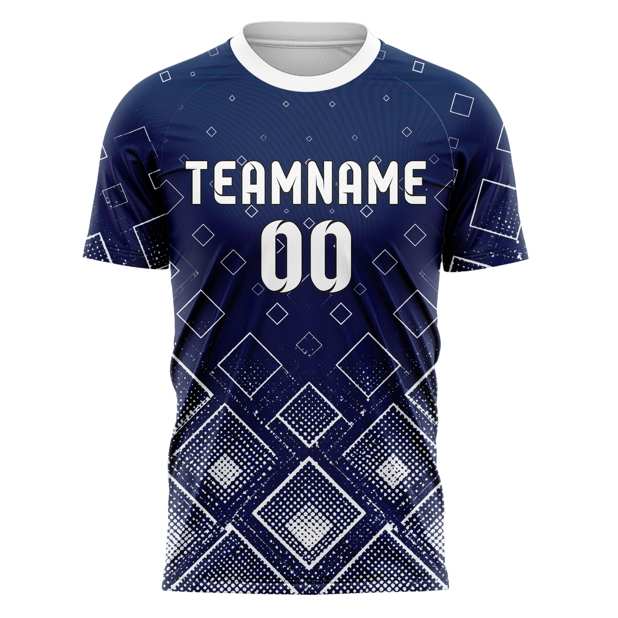 Marineblau klassisches Rauten dichter Verlauf von unten Design 01-0055 individuelles Fußballtrikot front