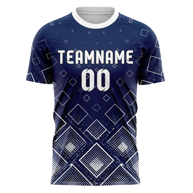 Marineblau klassisches Rauten dichter Verlauf von unten Design 01-0055 individuelles Fußballtrikot front