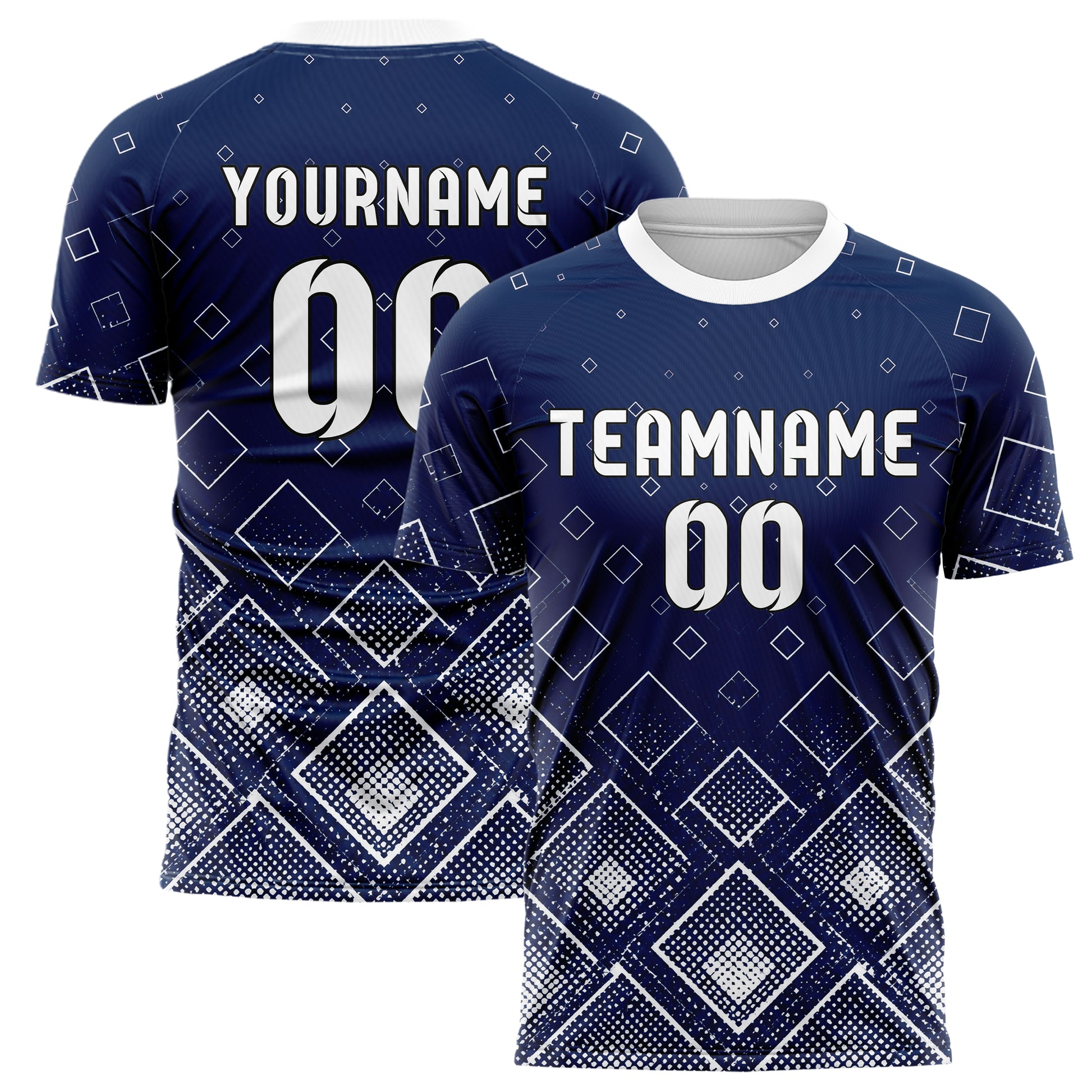 Marineblau klassisches Rauten dichter Verlauf von unten Design 01-0055 individuelles Fußballtrikot main