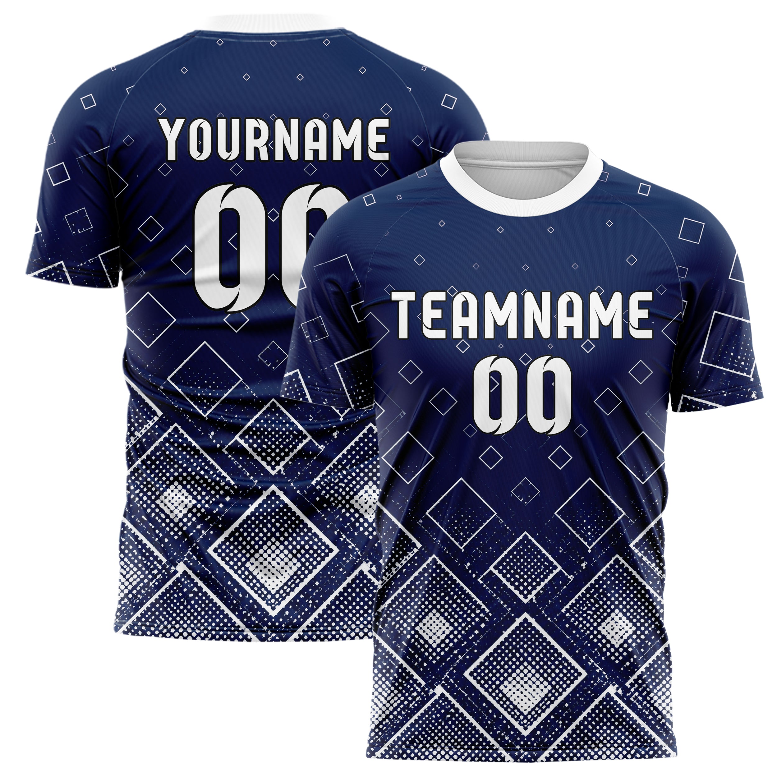 Marineblau klassisches Rauten dichter Verlauf von unten Design 01-0055 individuelles Fußballtrikot main