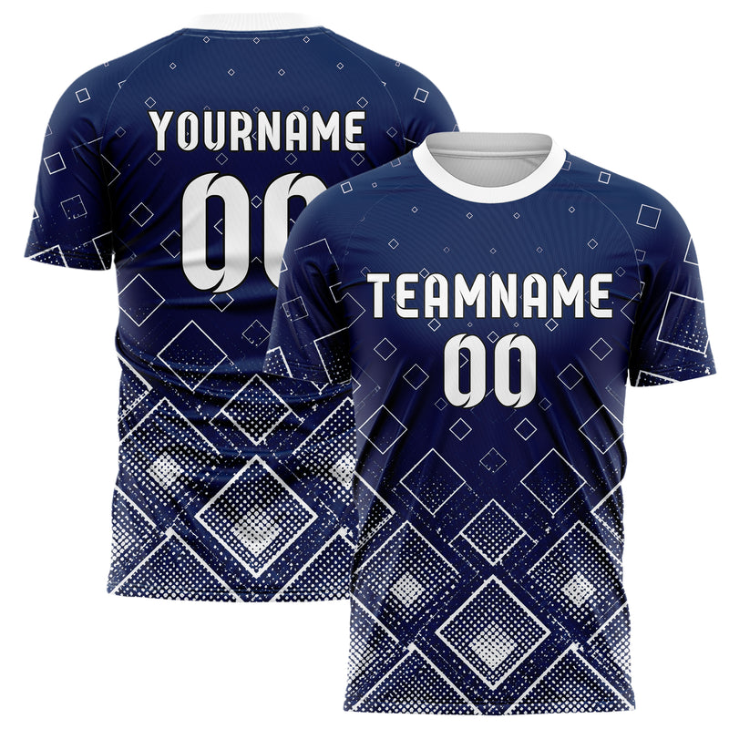 Marineblau klassisches Rauten dichter Verlauf von unten Design 01-0055 individuelles Fußballtrikot main