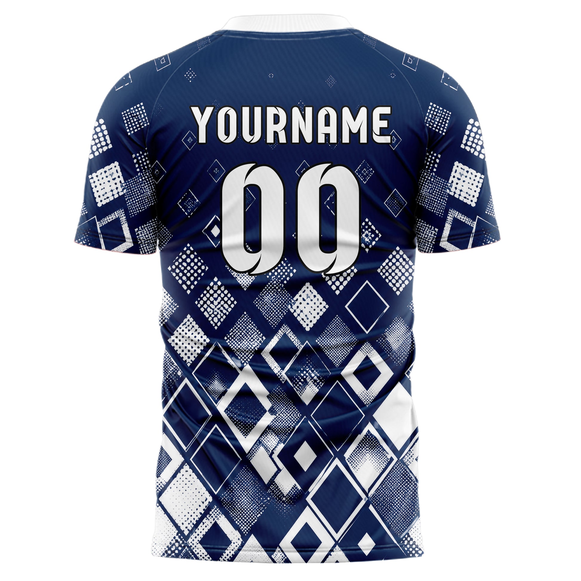 Marineblau klassisches Rauten dichter Verlauf von unten Design 01-0127 individuelles Fußballtrikot back