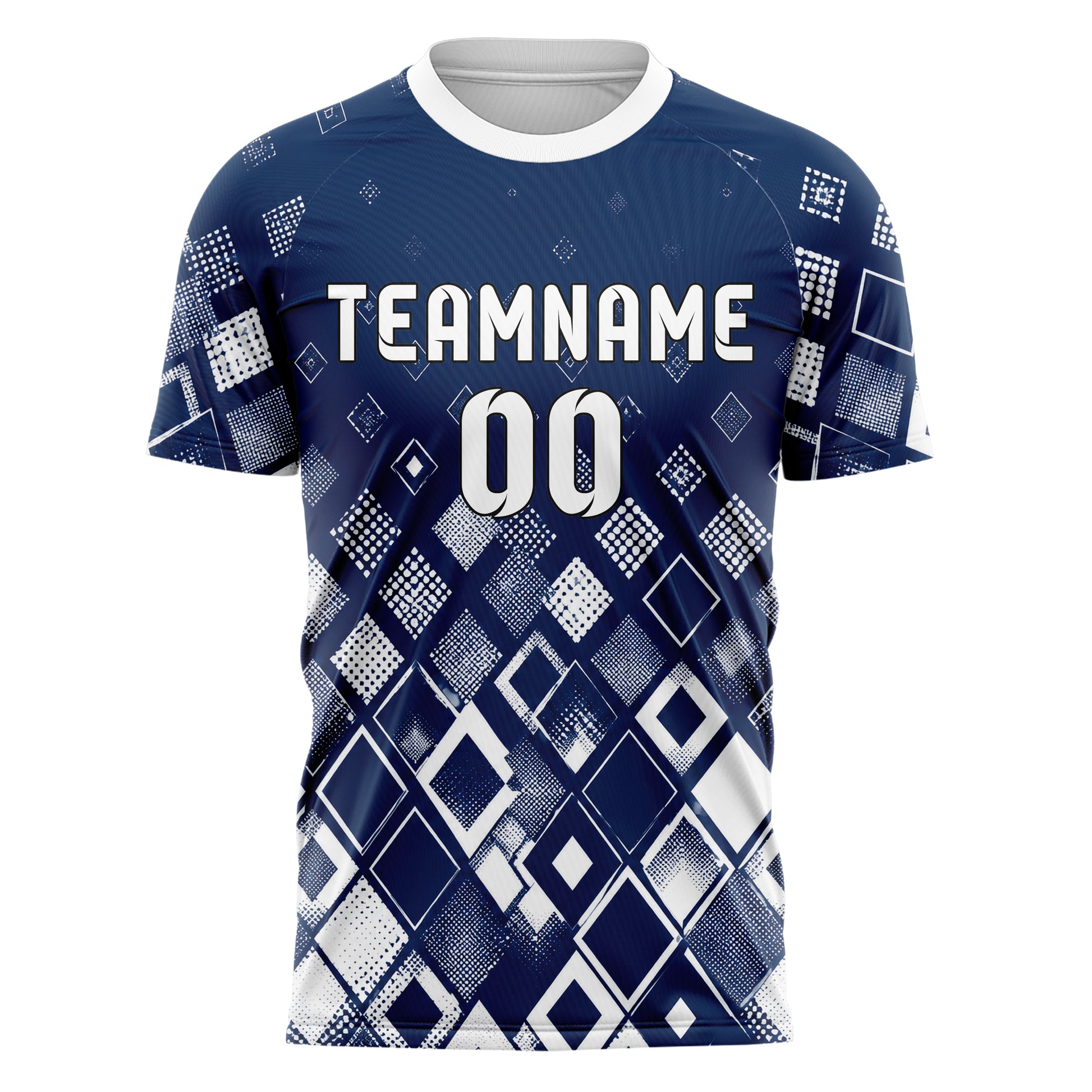 Marineblau klassisches Rauten dichter Verlauf von unten Design 01-0127 individuelles Fußballtrikot front