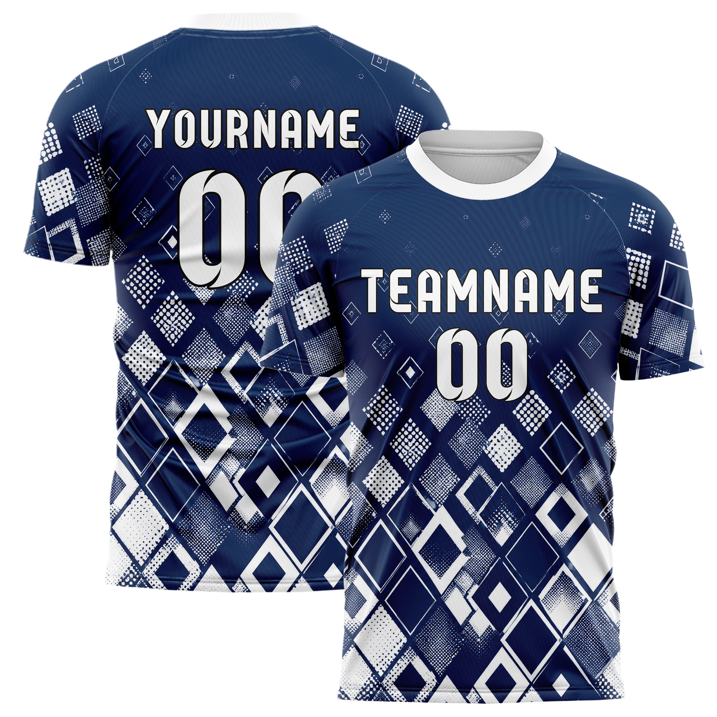 Marineblau klassisches Rauten dichter Verlauf von unten Design 01-0127 individuelles Fußballtrikot main