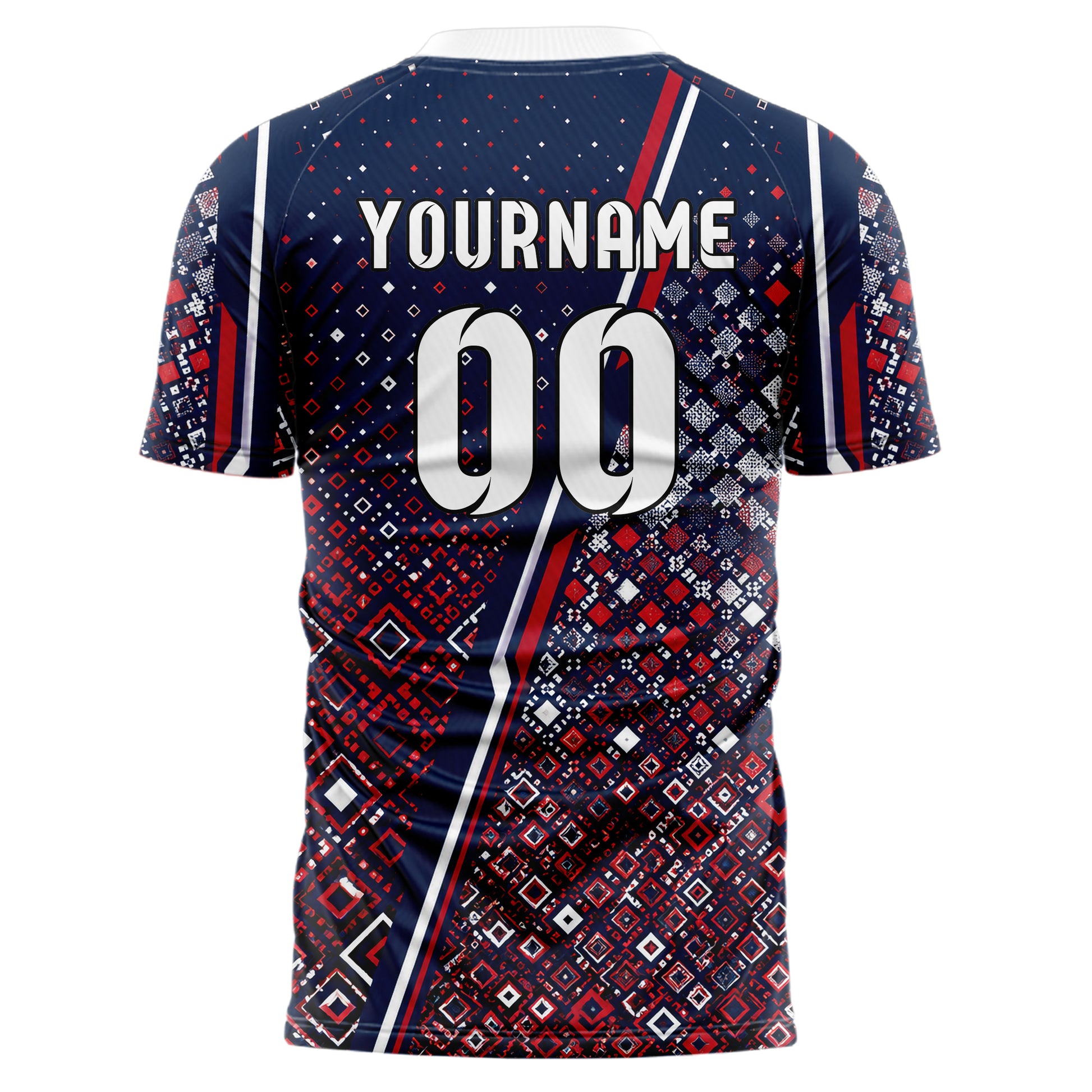 Marineblau klassisches Rauten dichter Verlauf von unten Design 01-0239 individuelles Fußballtrikot back